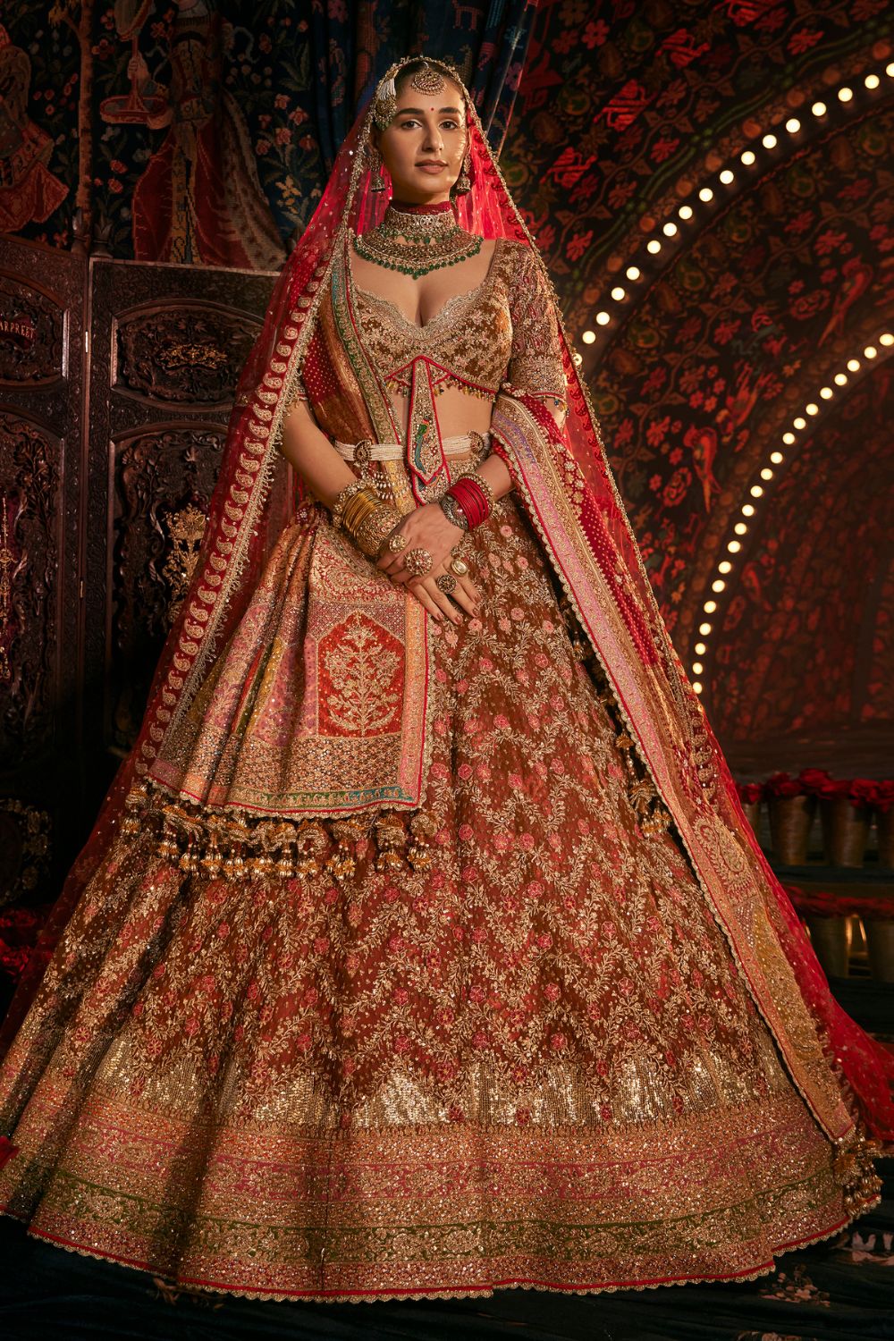 Cinnamon Chevron Lehenga Set