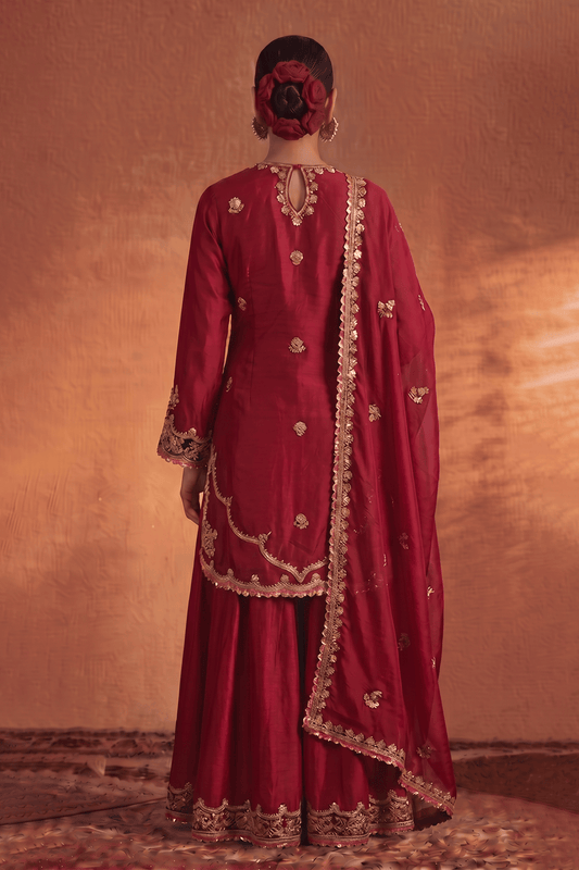 Deep Red Sharara Set