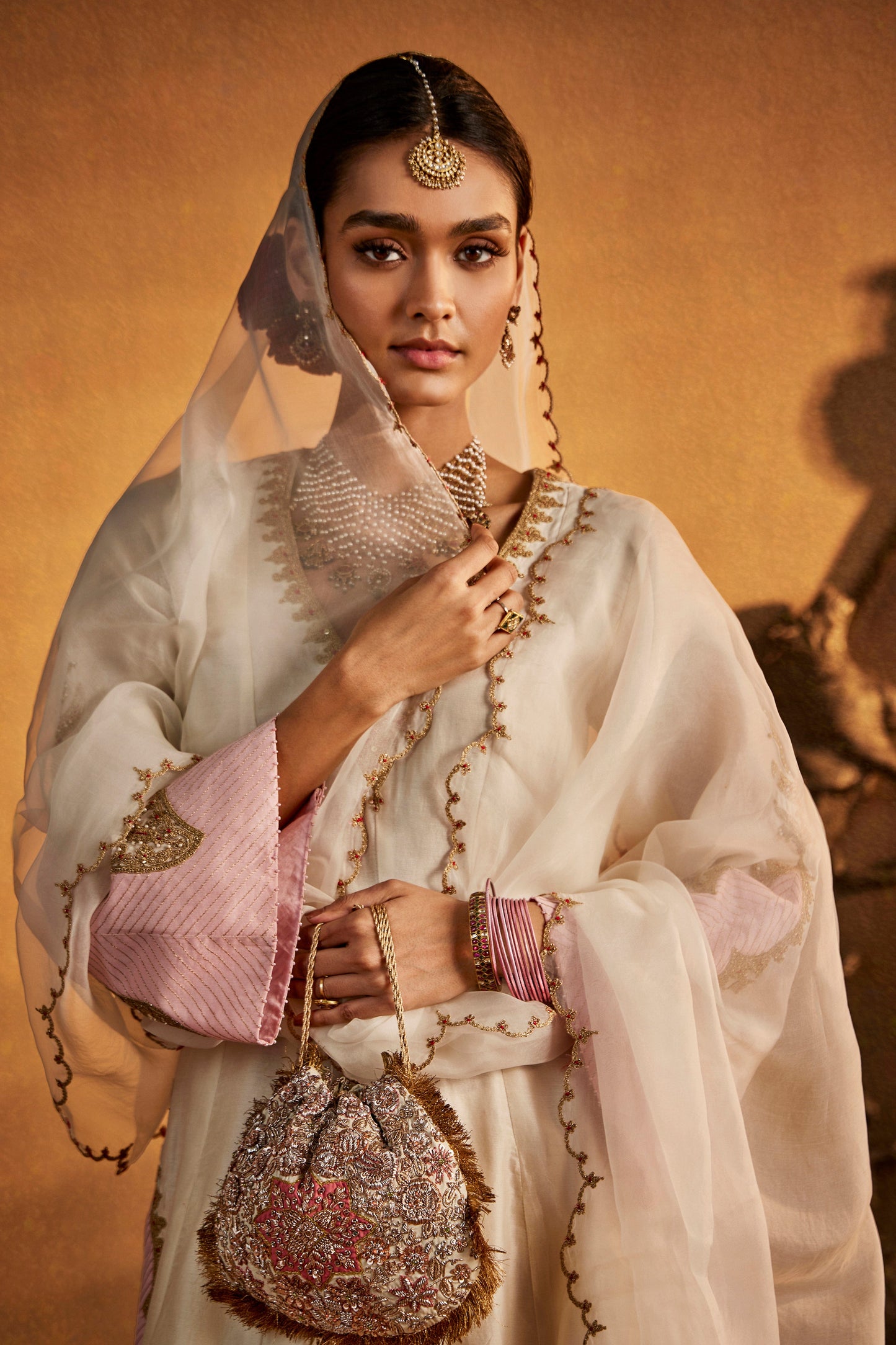 Ivory-Pink Kalidar Set