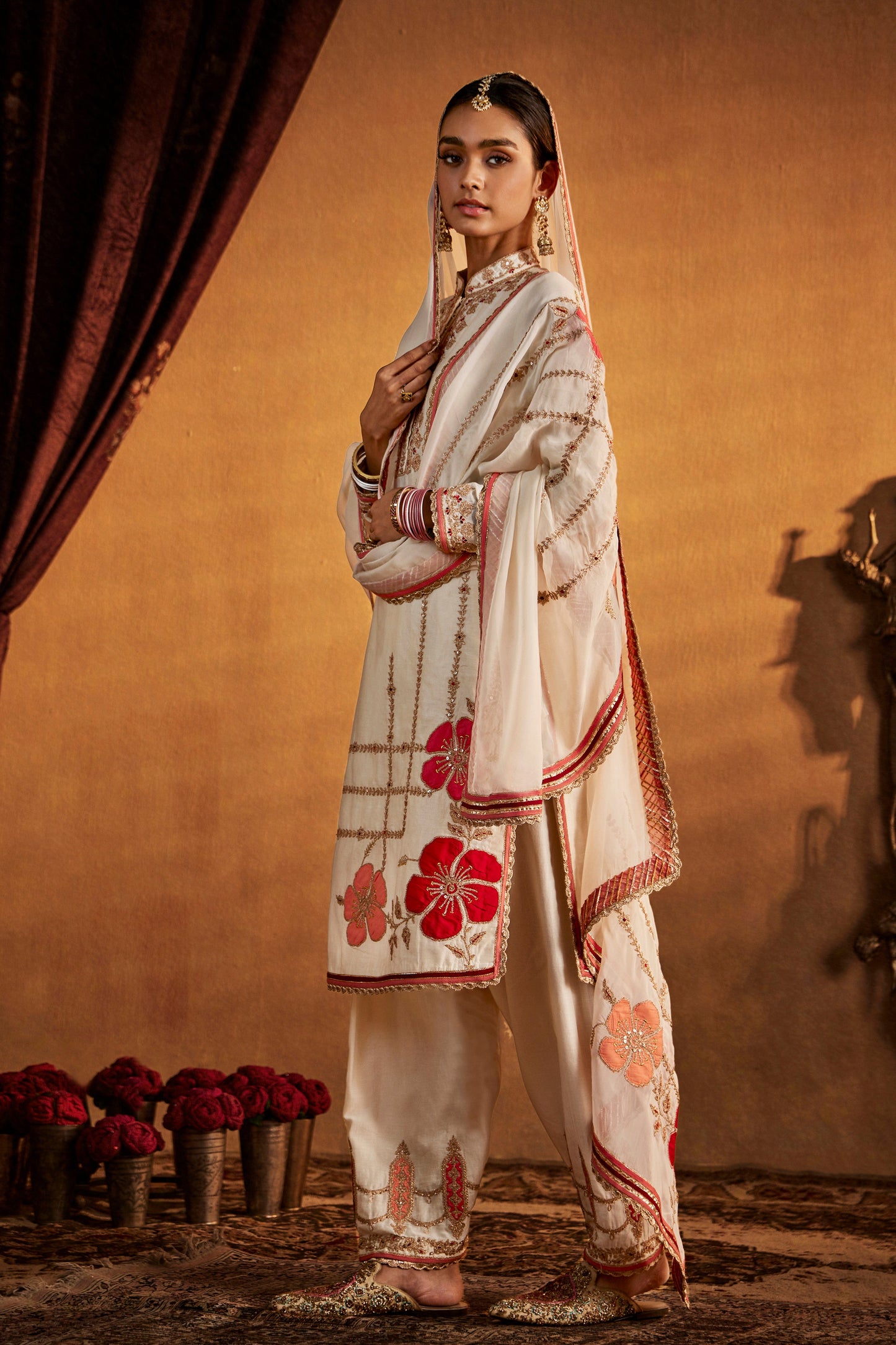 Ivory Floral Kurta Set