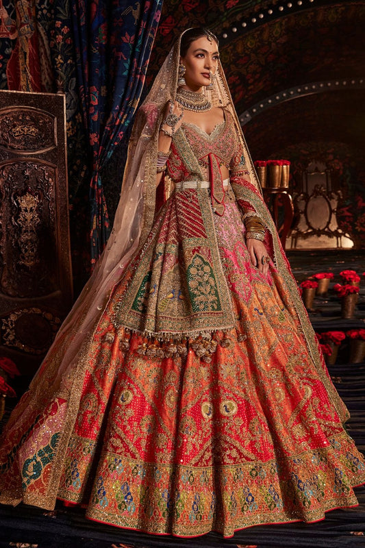 Multi Hued Chevron Lehenga Set