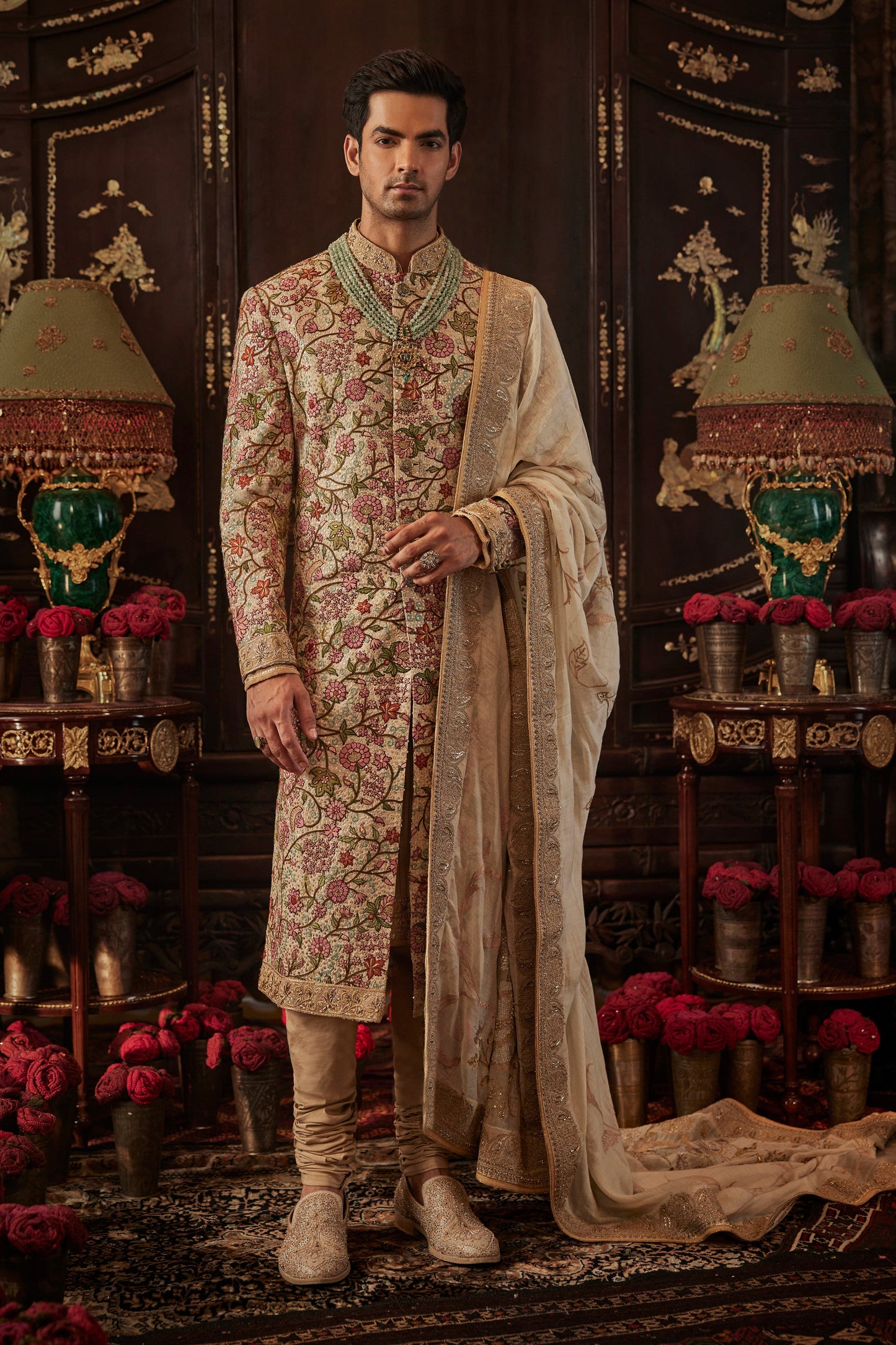 Ivory Sequin Encrusted Sherwani