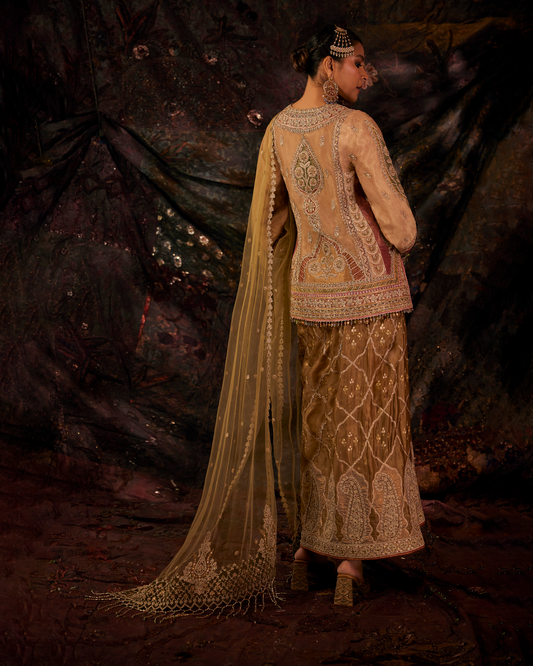 Burnished Gold & Moss Green Lungi Set