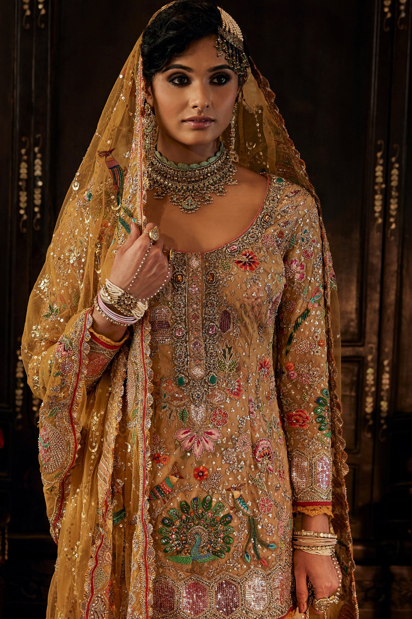 Mustard Gold Kurti Sharara