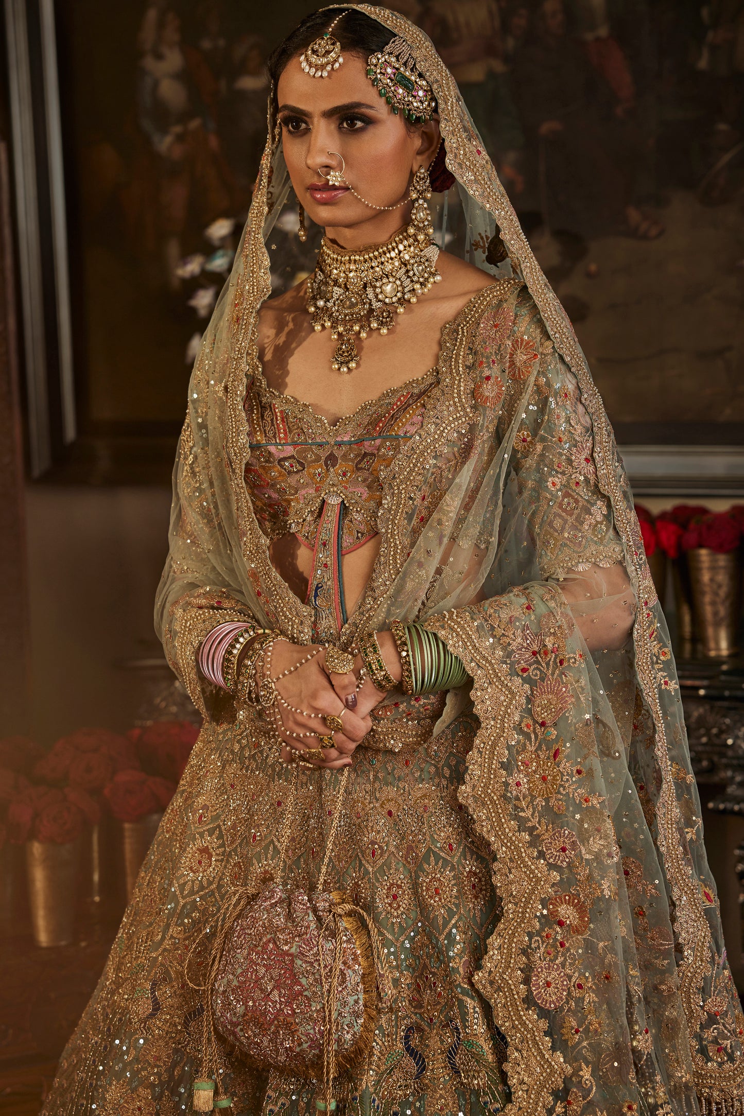 Aqua Blue Tulle Lehenga