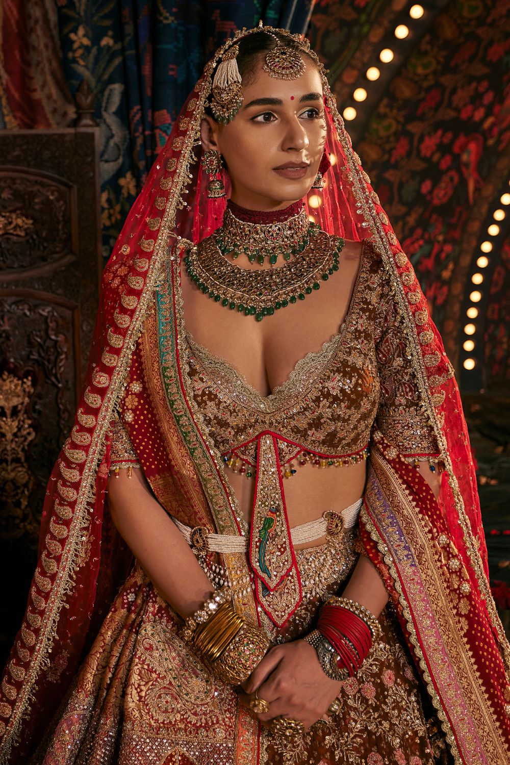 Cinnamon Chevron Lehenga Set