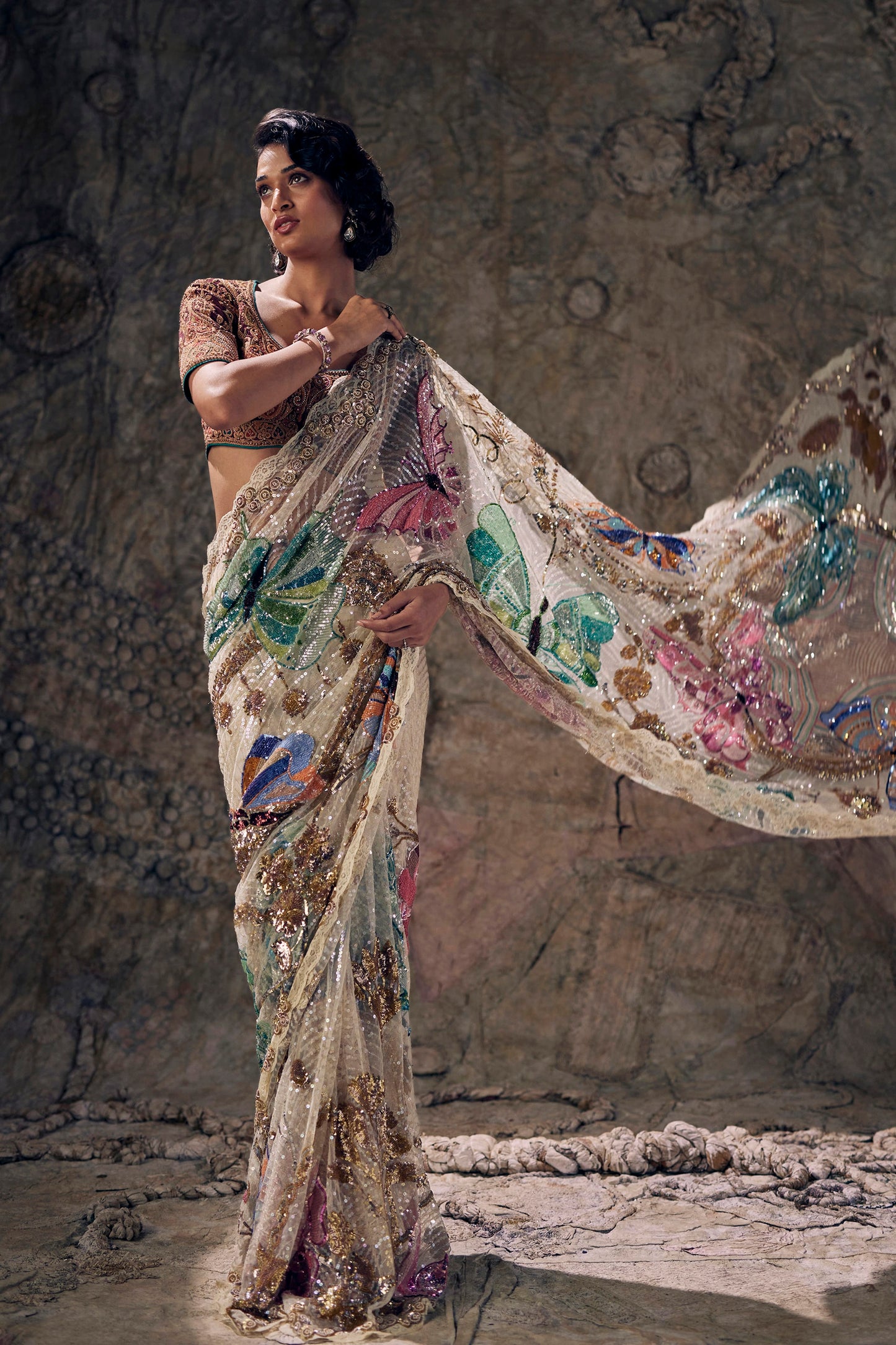 Ivory Deco Tapestry Saree