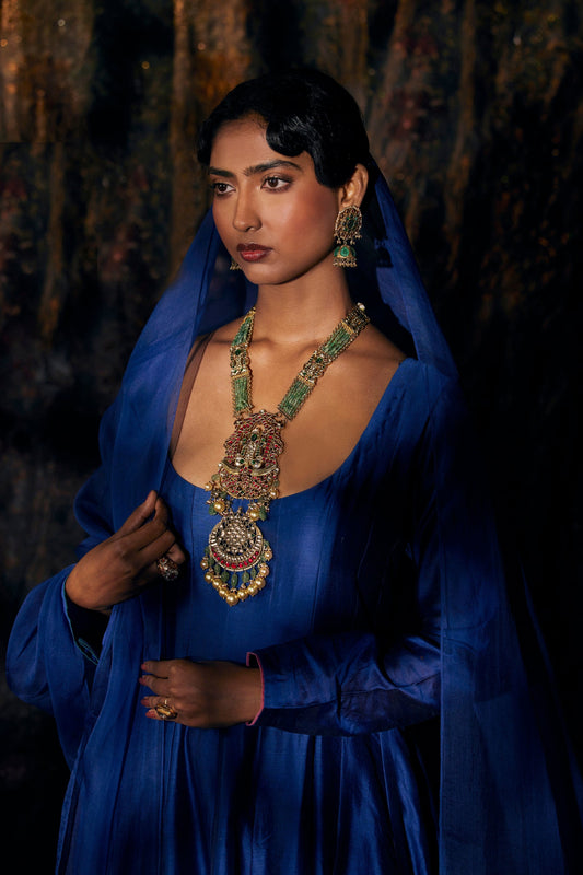 Deep-Blue Kalidar Kurta Set