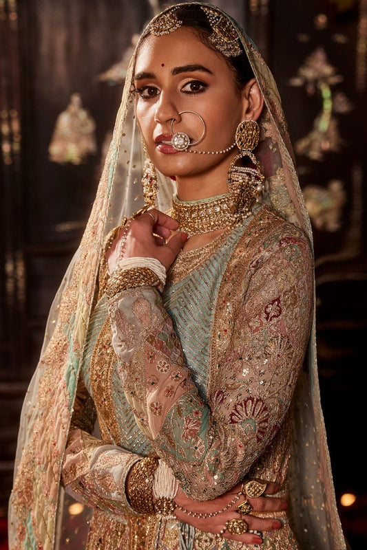 Pale Blue Mughal Jaali Angrakha