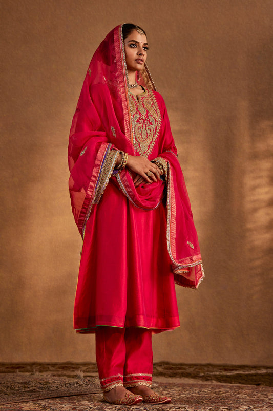 Rani Pink Florid Kurta Set