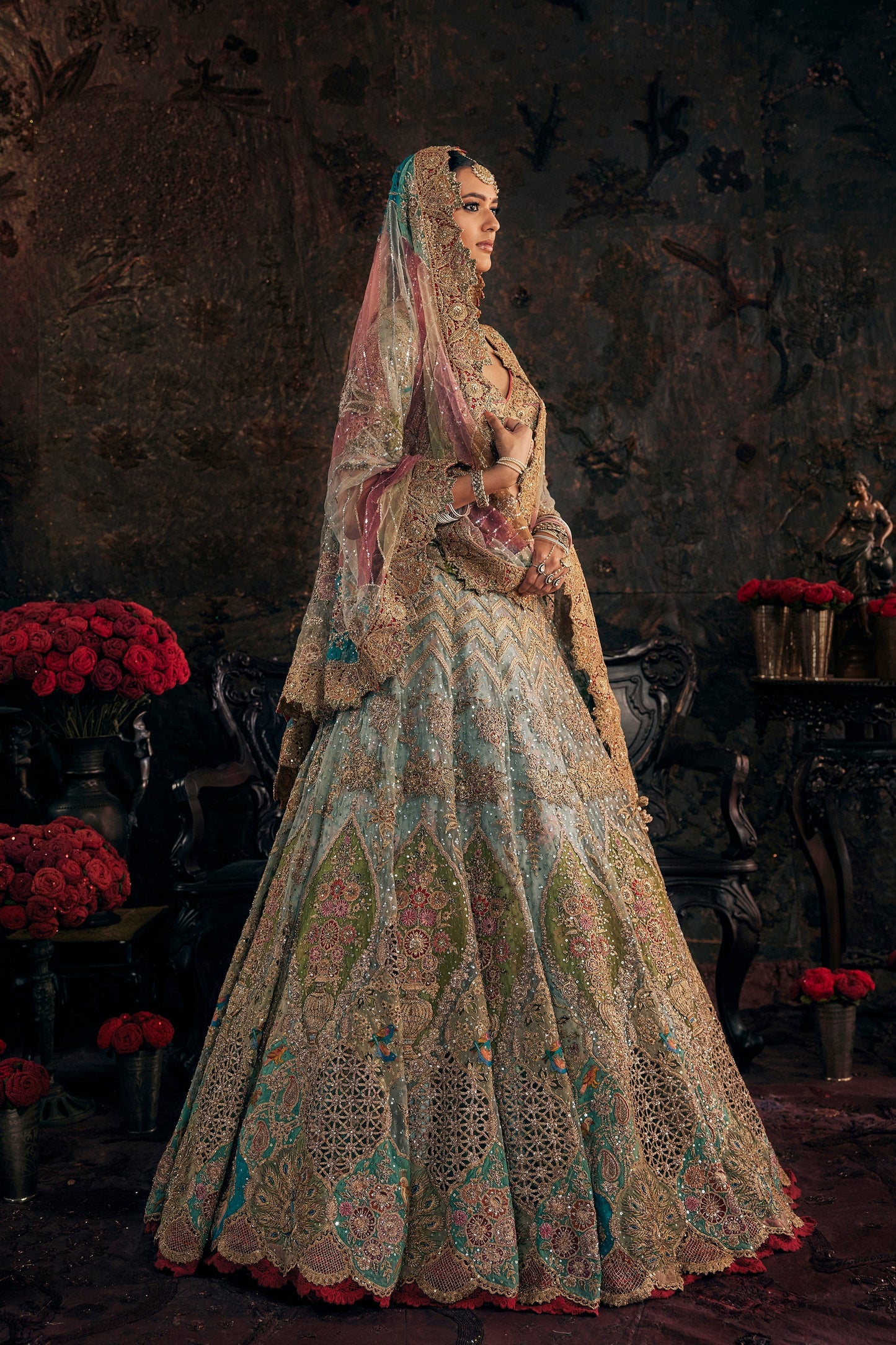 Frosted Blue Lehenga