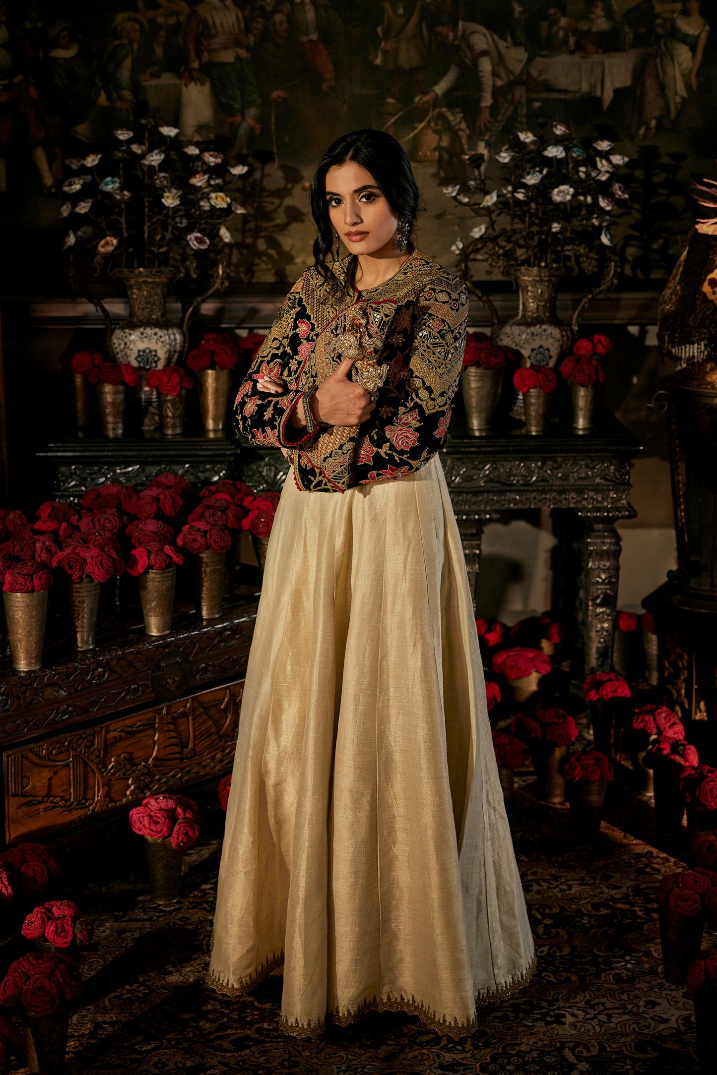 Ivory Kalidar & Inky Black Jacket