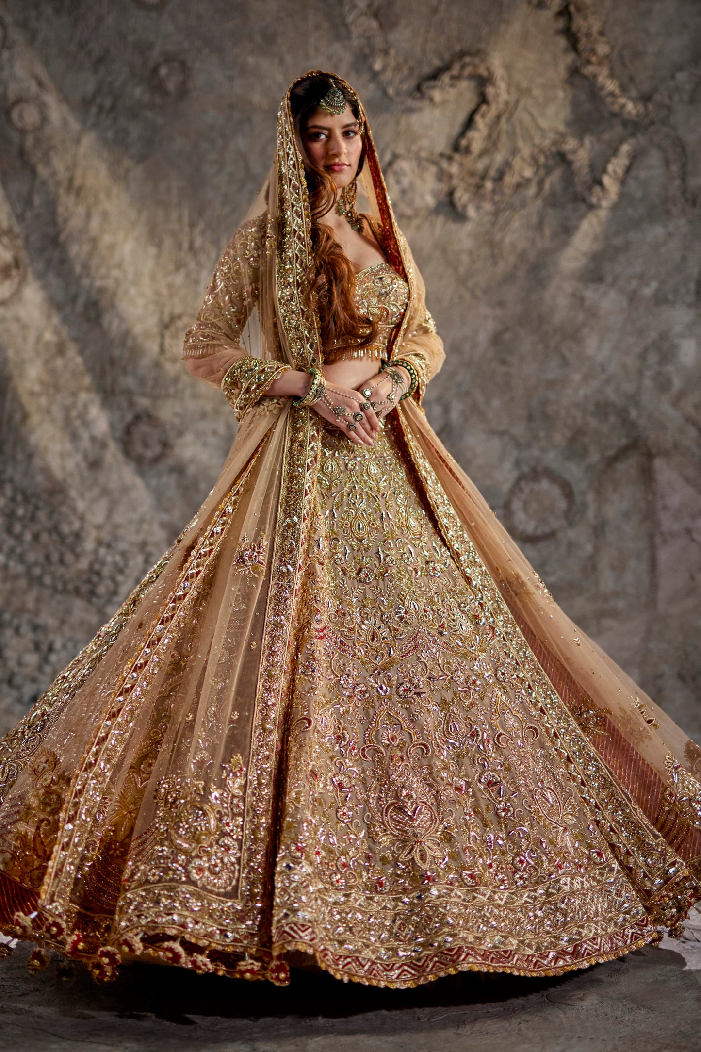 Gold Crystal Embellished Lehenga