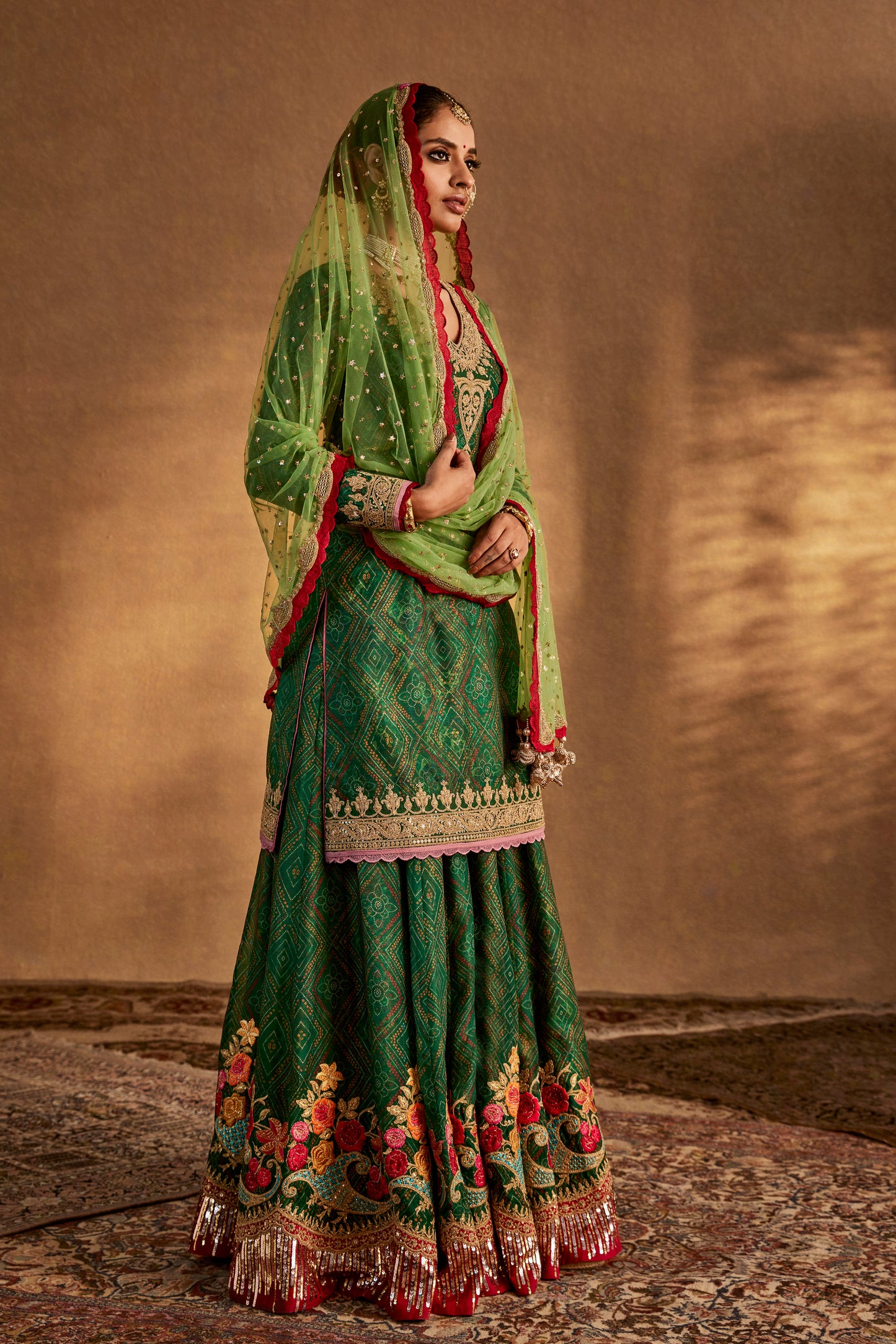 Green Sharara Set