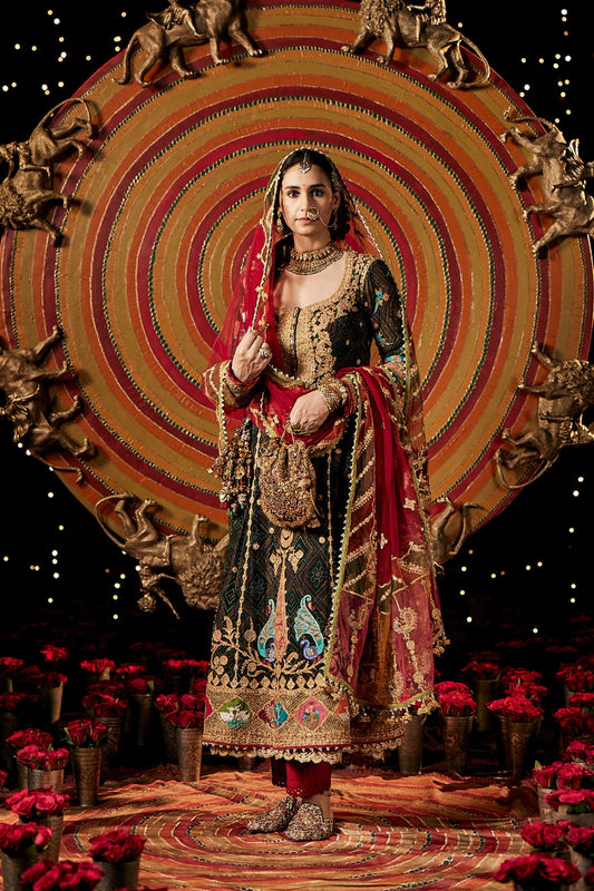 Deep Green Bandhej Kurta