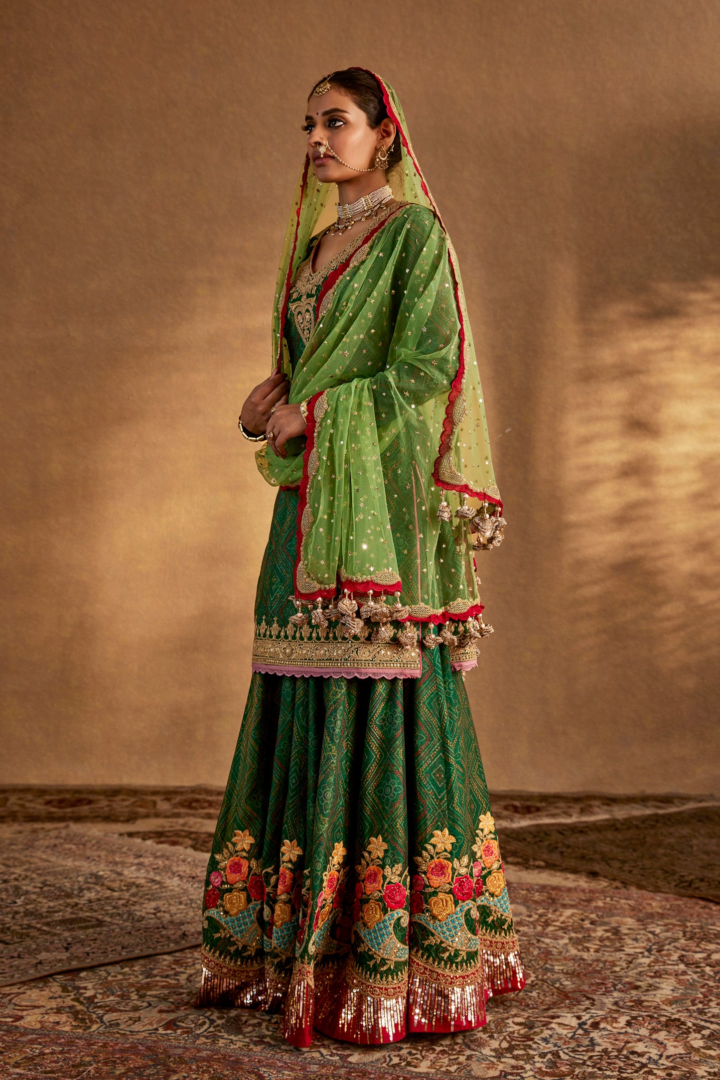 Green Sharara Set