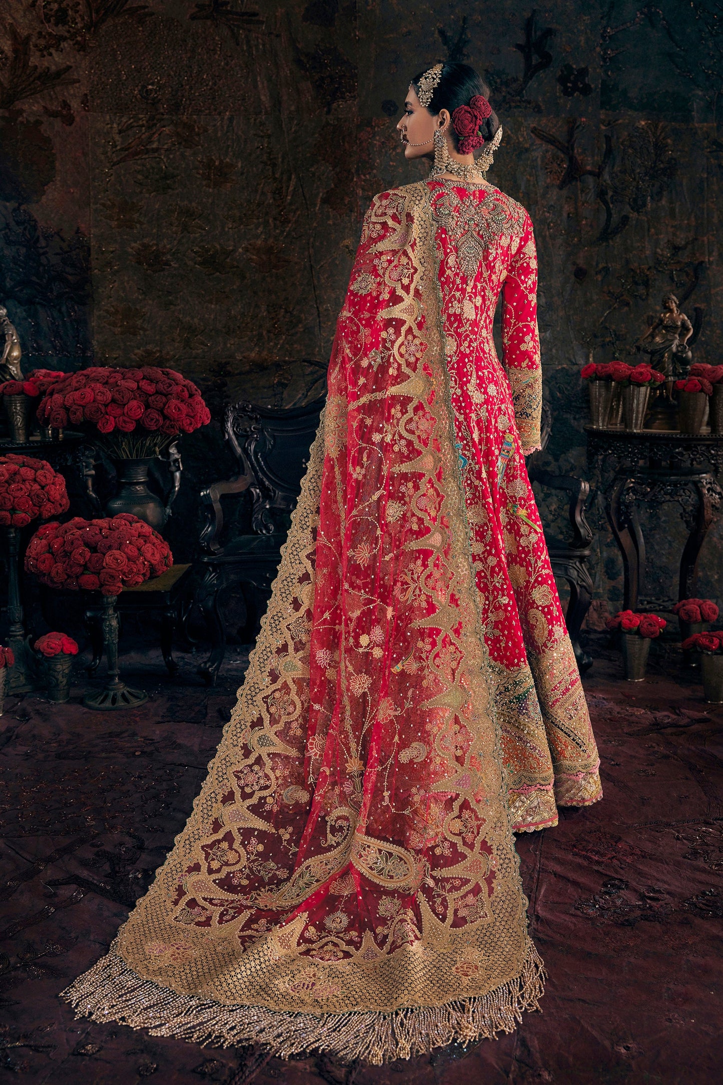 Vivid Red Kalidar With A Skirt
