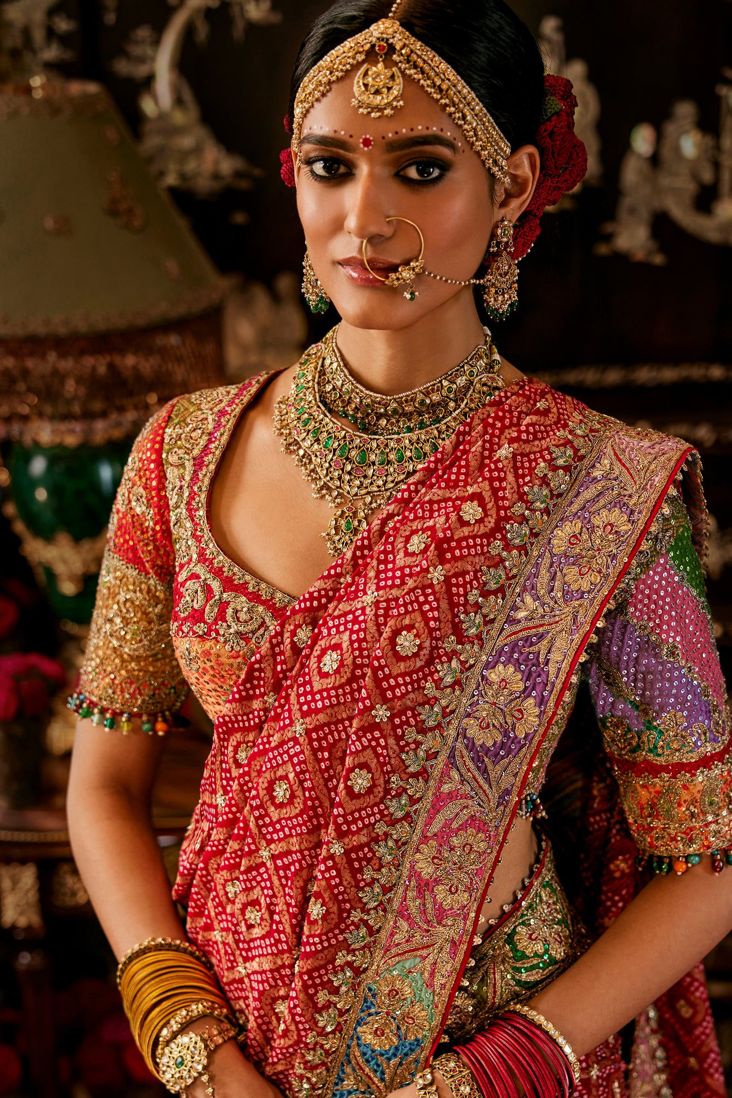 Red Vintage Gharchola Saree