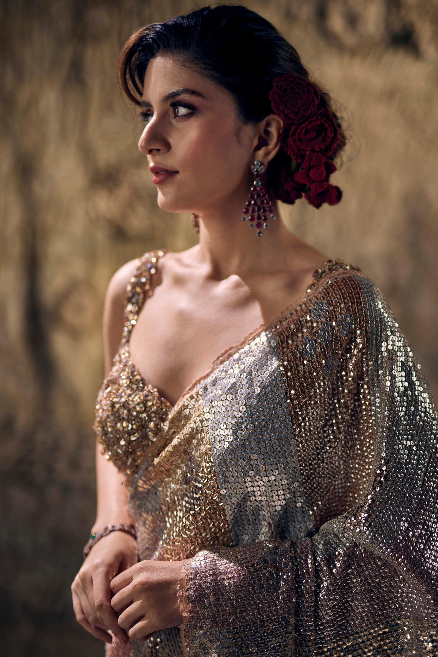 Birch Prism Sequins Saree