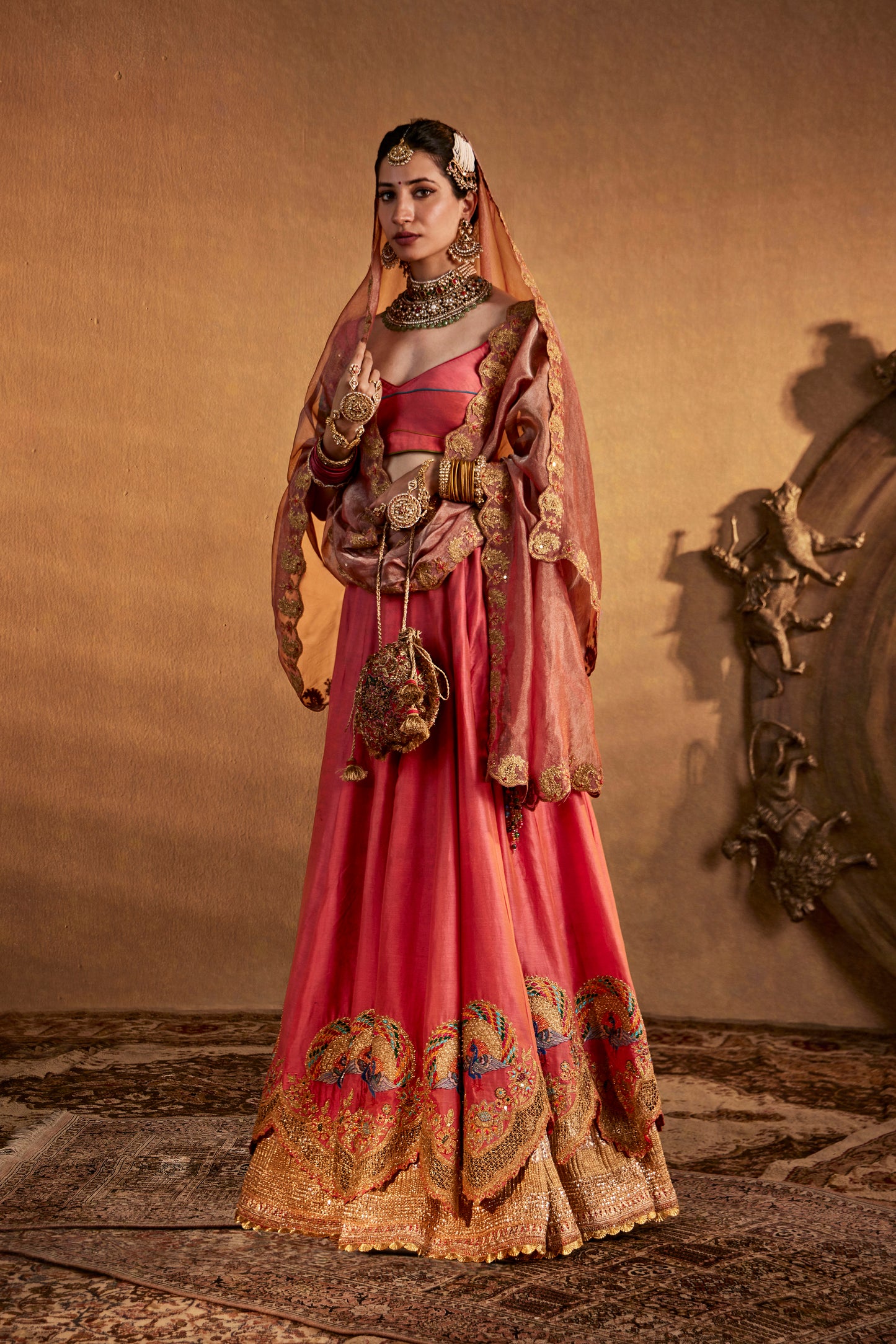 Sorbet Peach Silk Lehenga