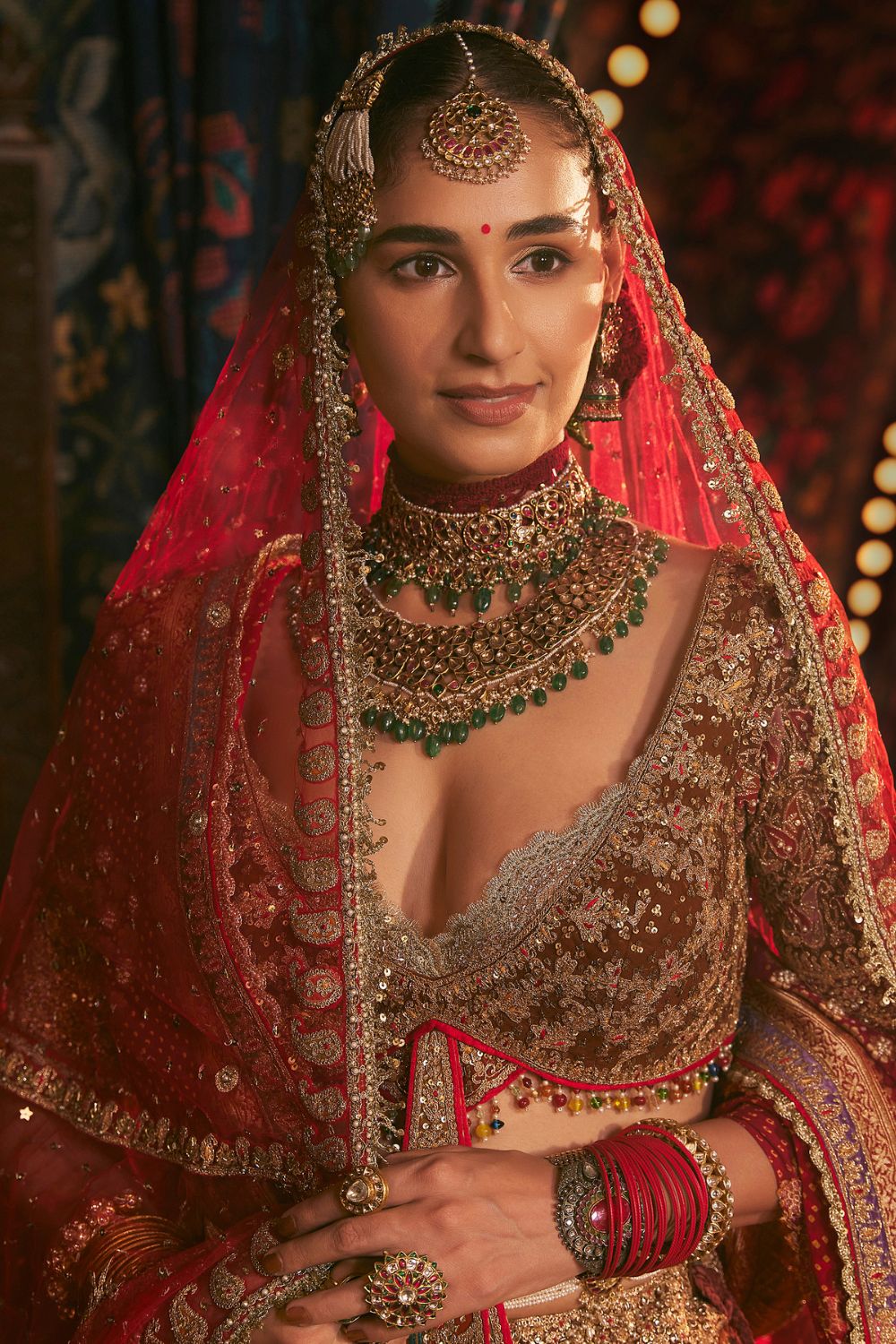 Cinnamon Chevron Lehenga Set