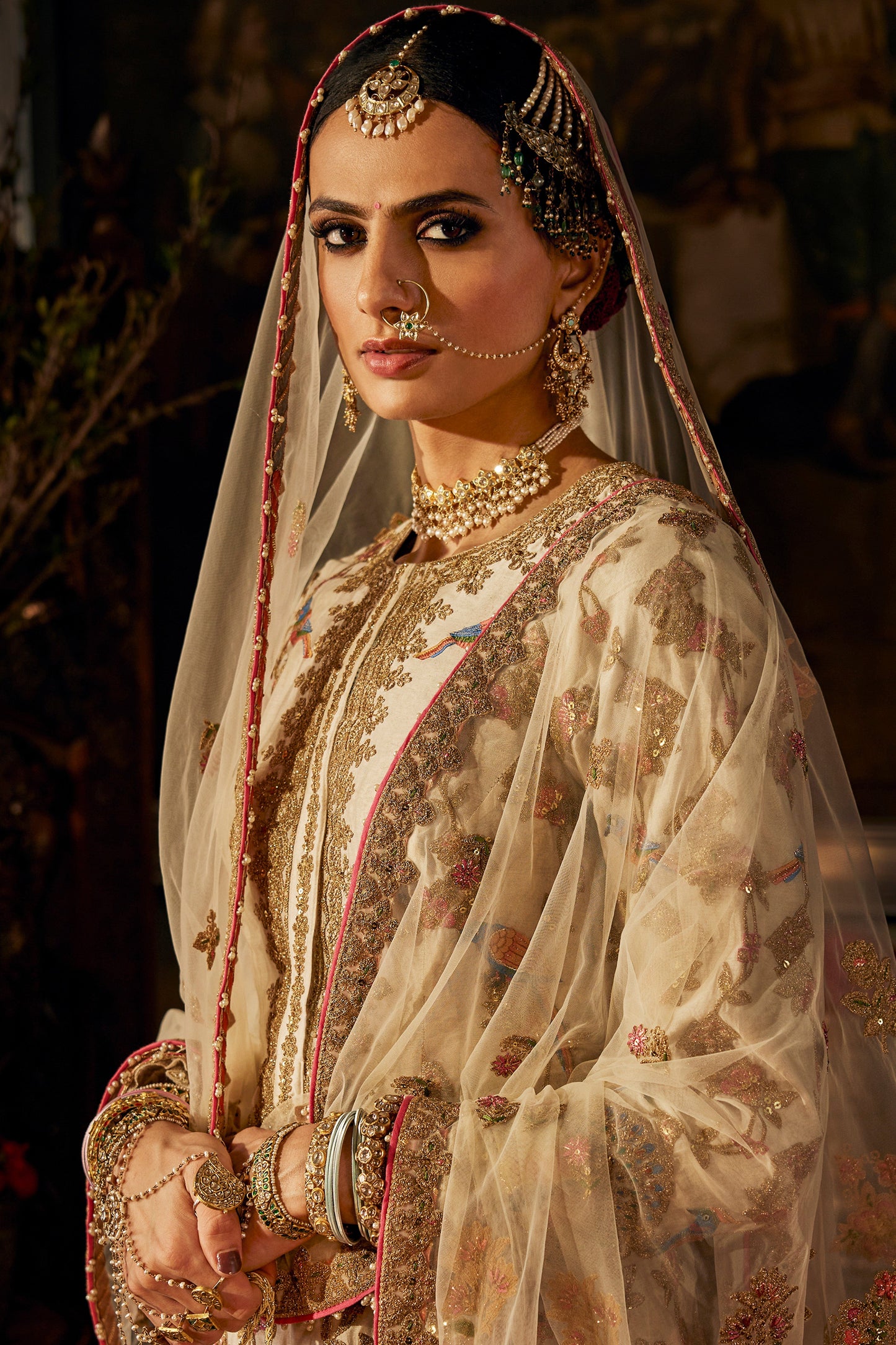 Ivory Peacock Kurti-Sharara