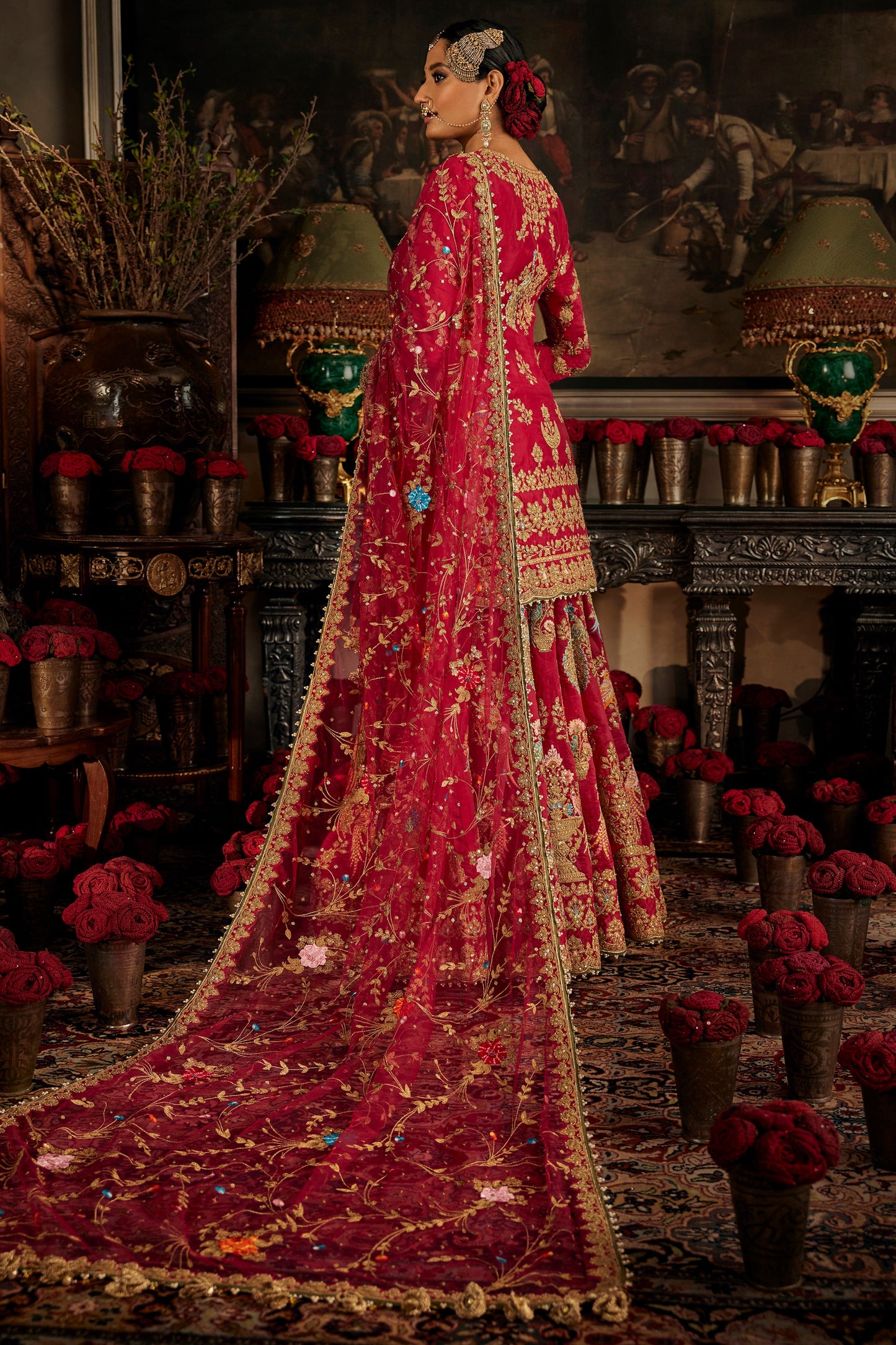 Pink Peacock Kurti-Sharara