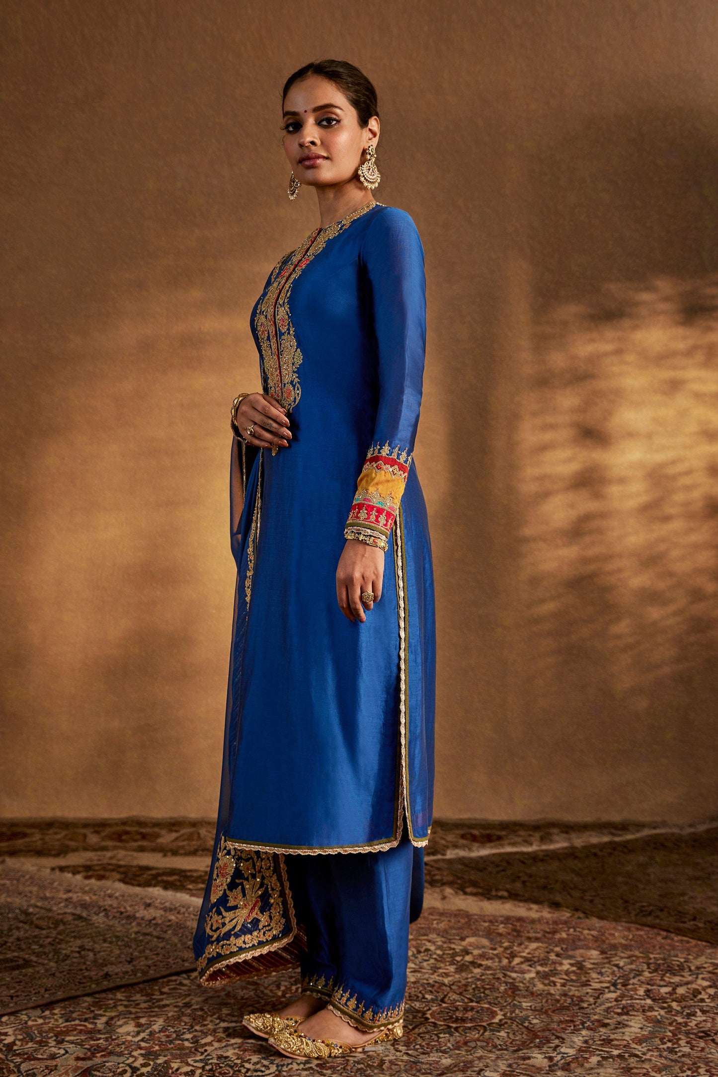 Deep Blue Floral Kurta Set