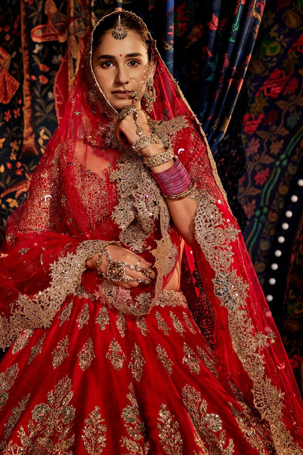 Scarlet Red Cutwork Lehenga Set
