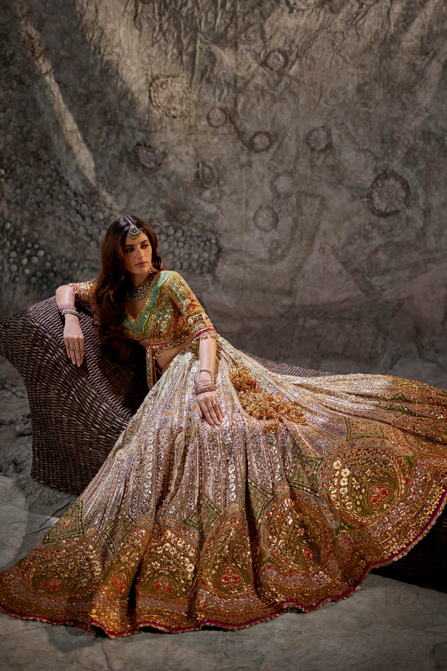 Grey Multi Hued Lehenga