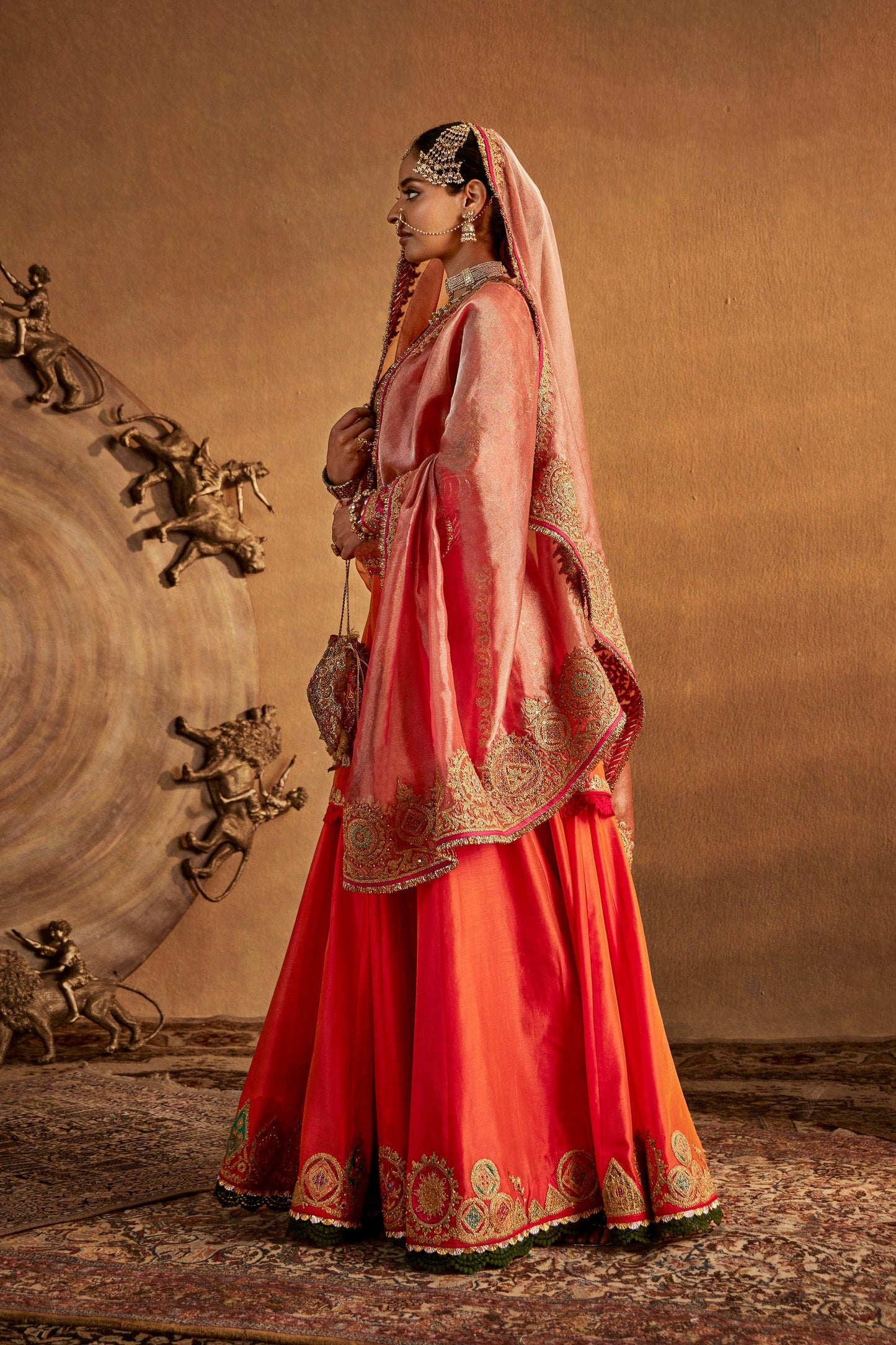 Peach Amber Sharara Set