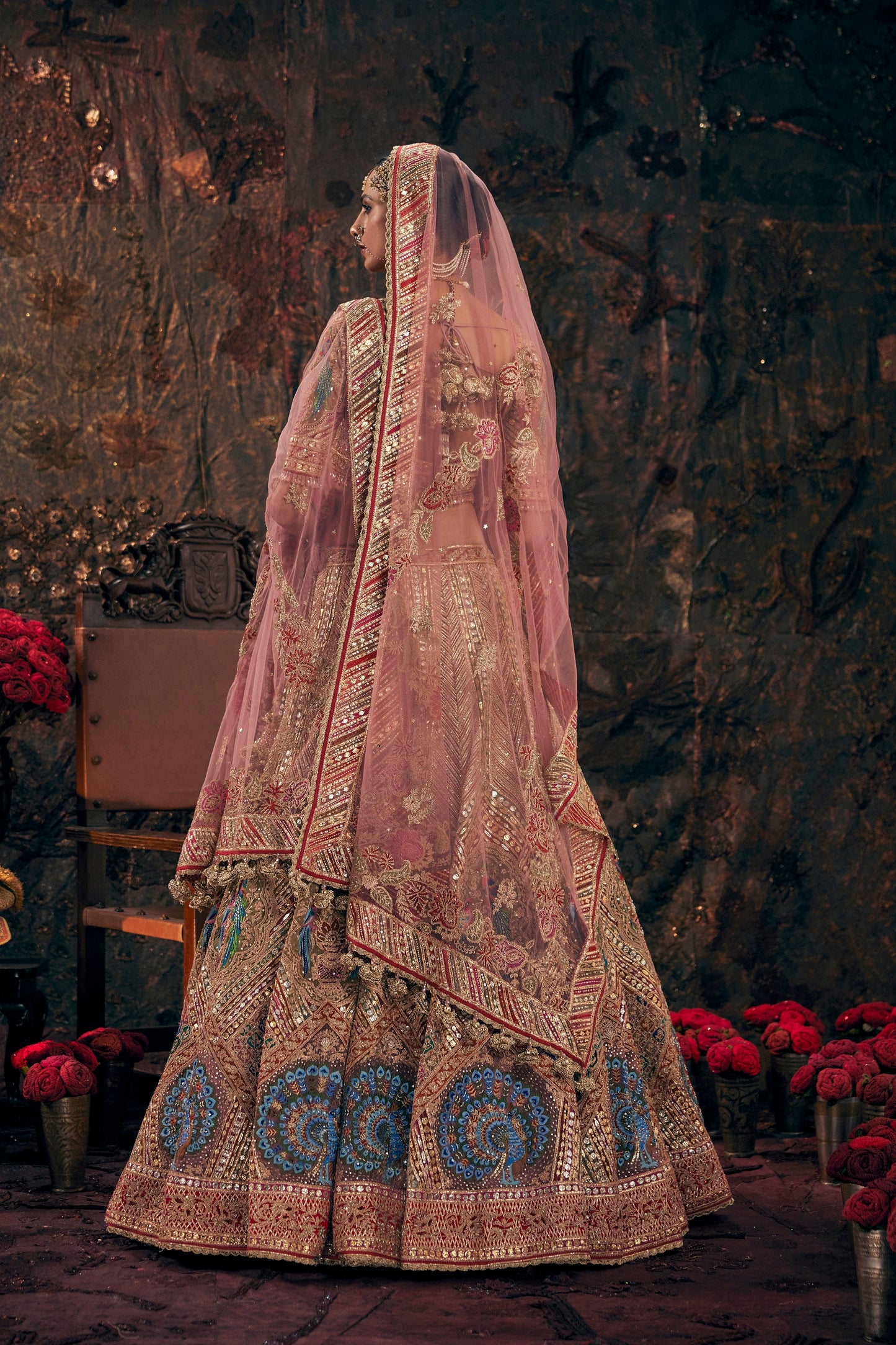 Blush Pink Avian Embroidered Lehenga