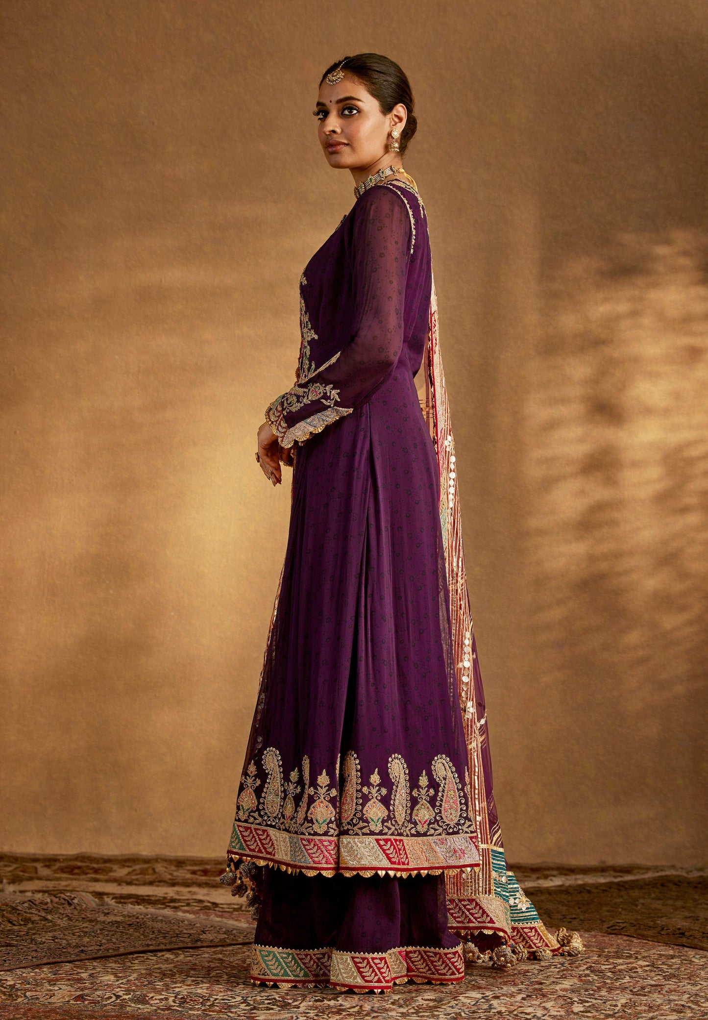 Deep Purple Kurta-Sharara Set