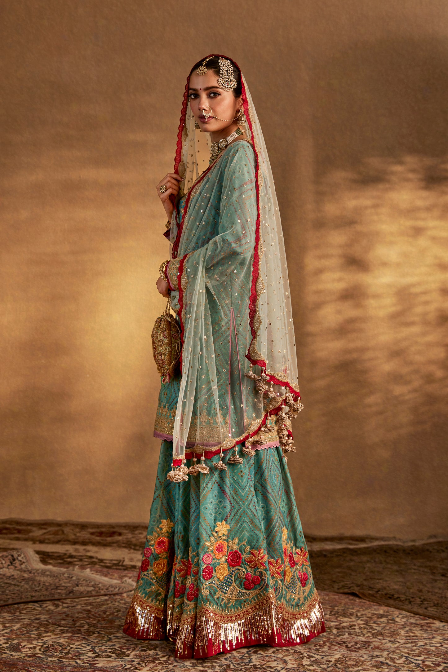 Soft Turquoise Sharara Set