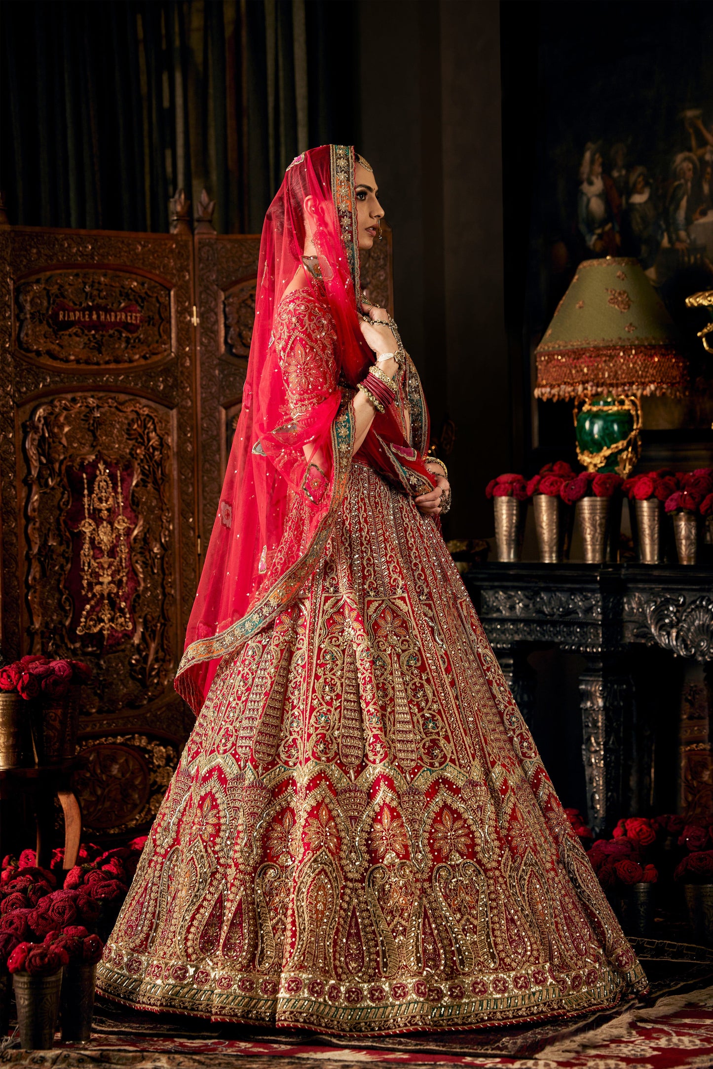 Scarlet Red Tulle Lehenga