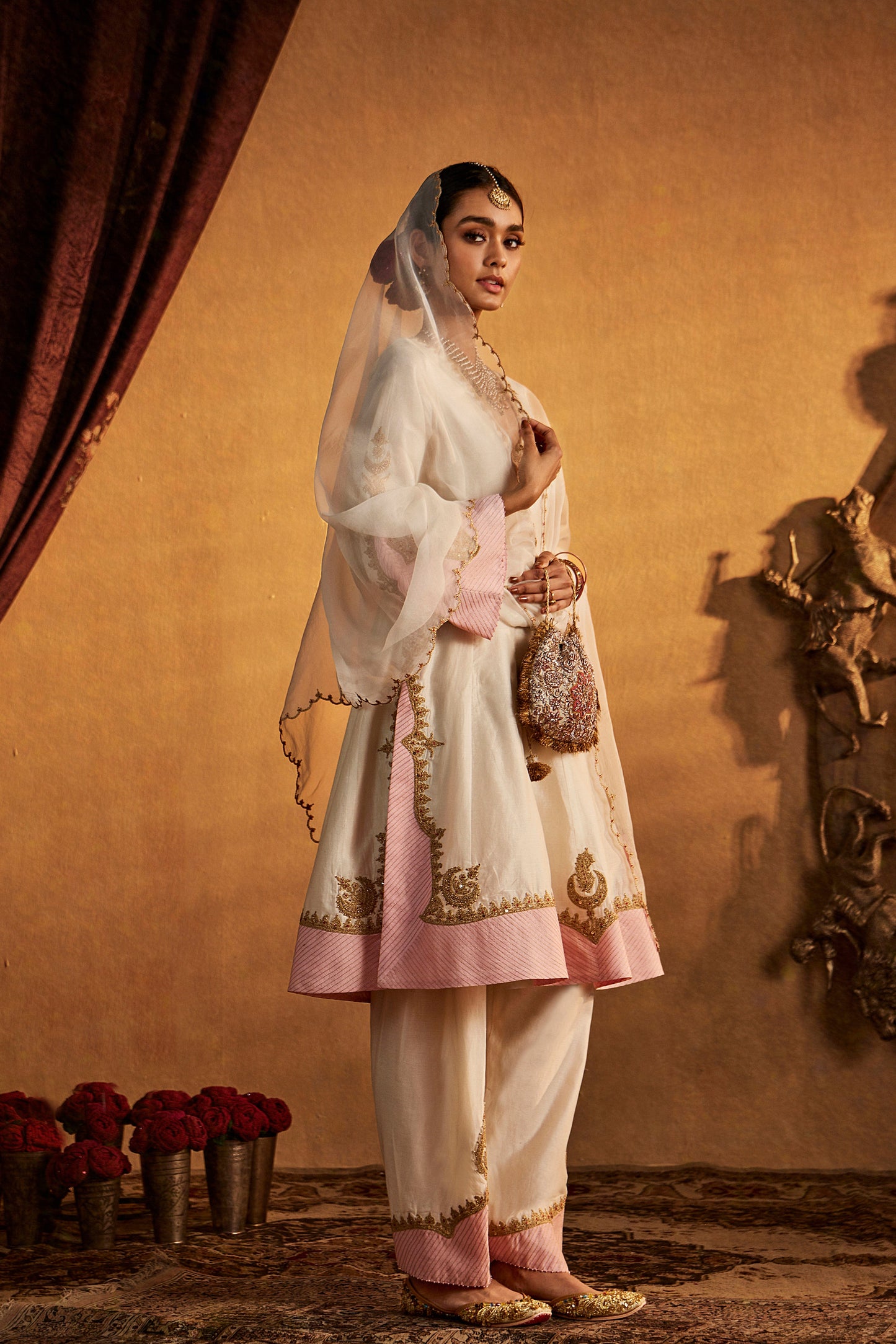 Ivory-Pink Kalidar Set