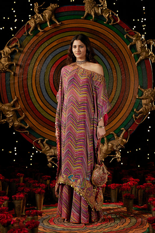 Lilac Leheriya Kaftan & Sharara