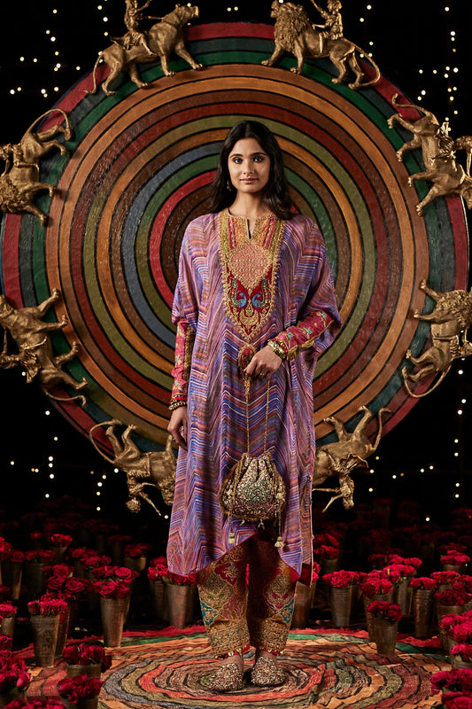 Lilac Leheriya Kaftan