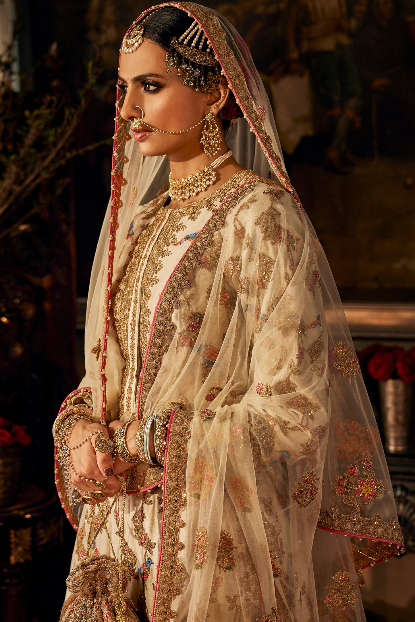 Ivory Peacock Kurti-Sharara