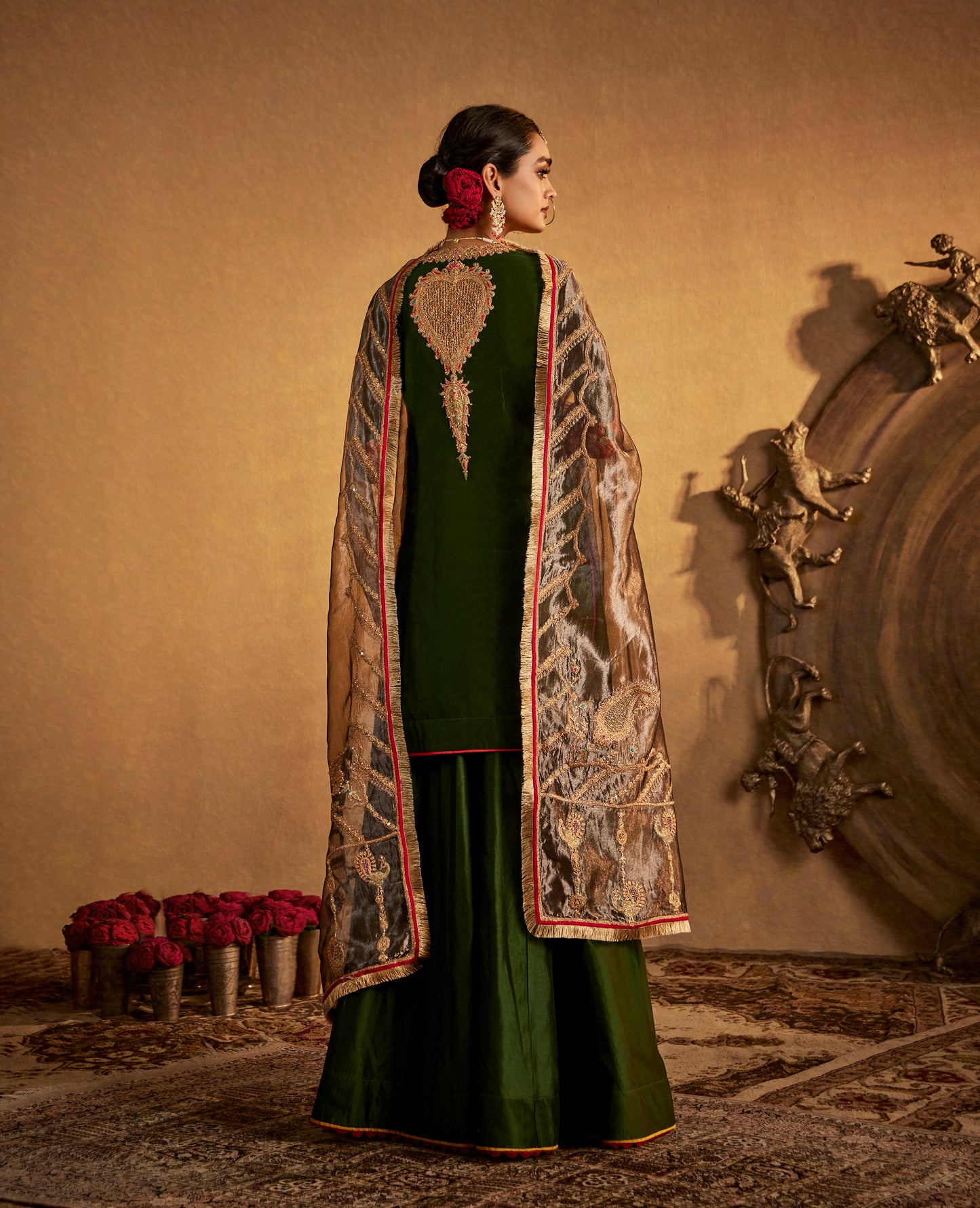 Deep Green Sharara Set