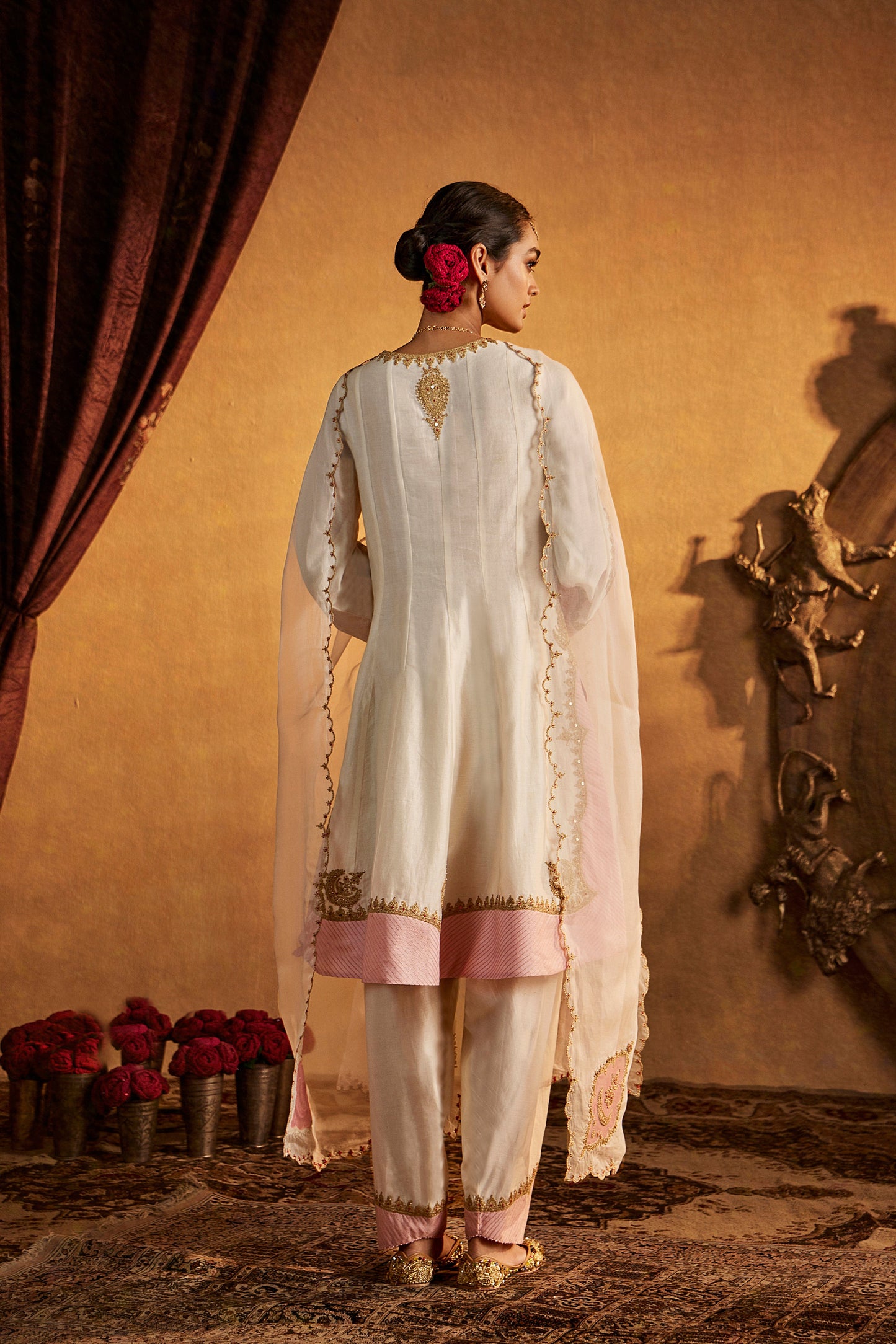 Ivory-Pink Kalidar Set