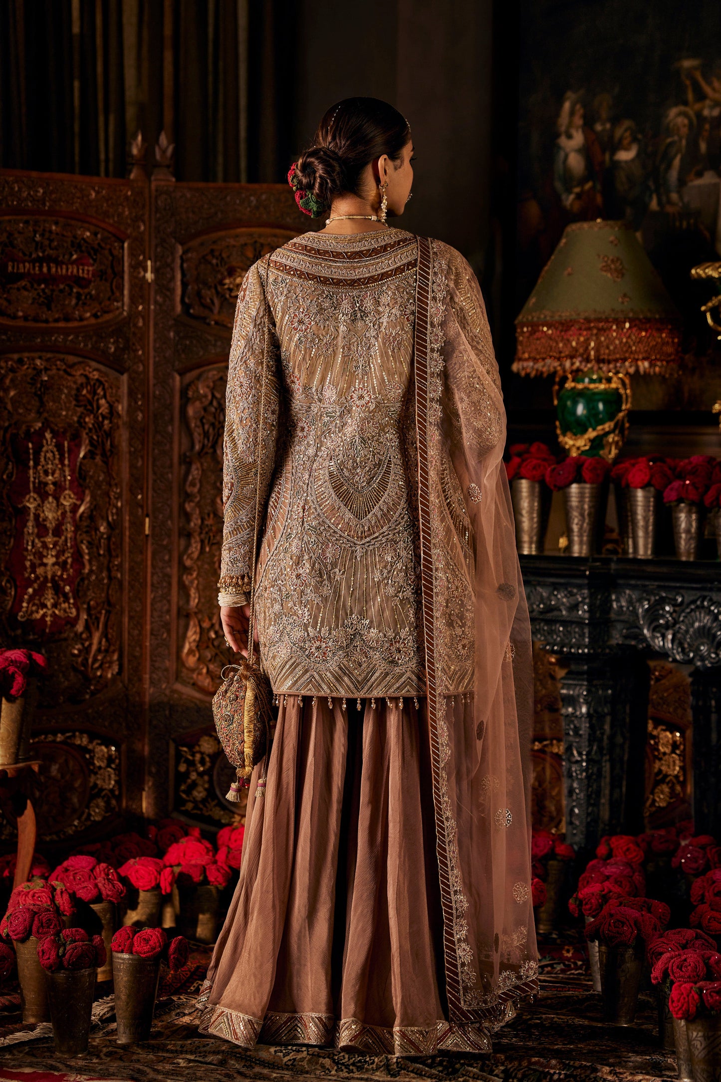 Beige Tulle Sharara
