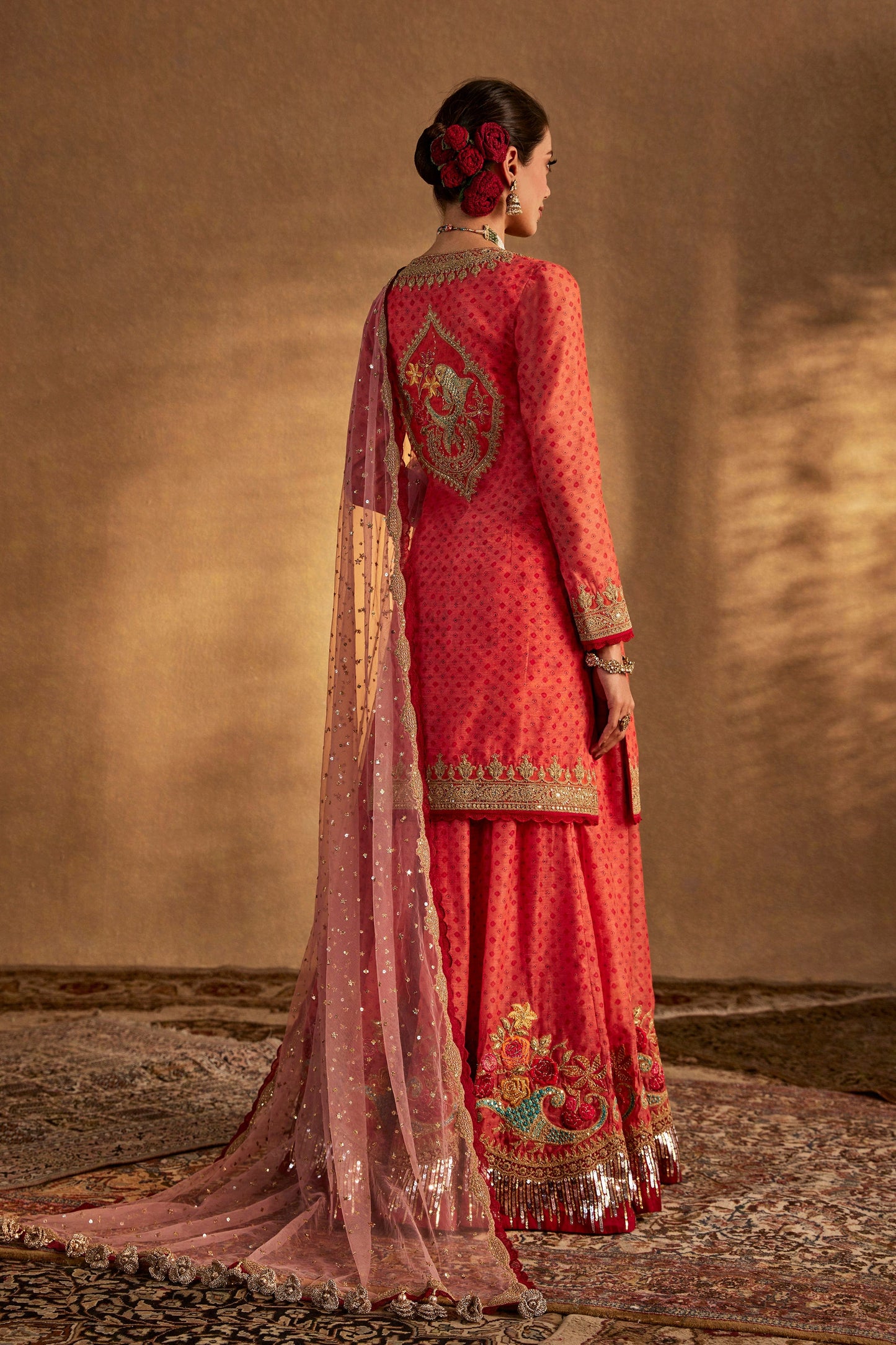 Coral Peach Sharara Set