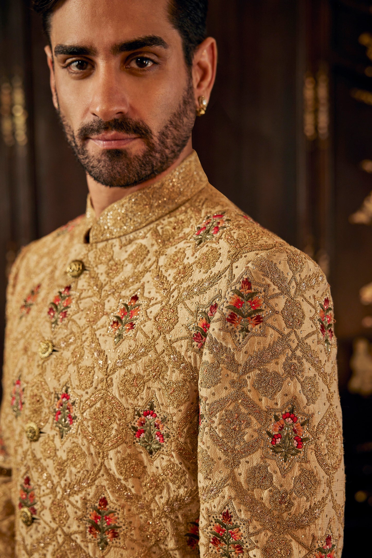 Antique Gold Royal Sherwani