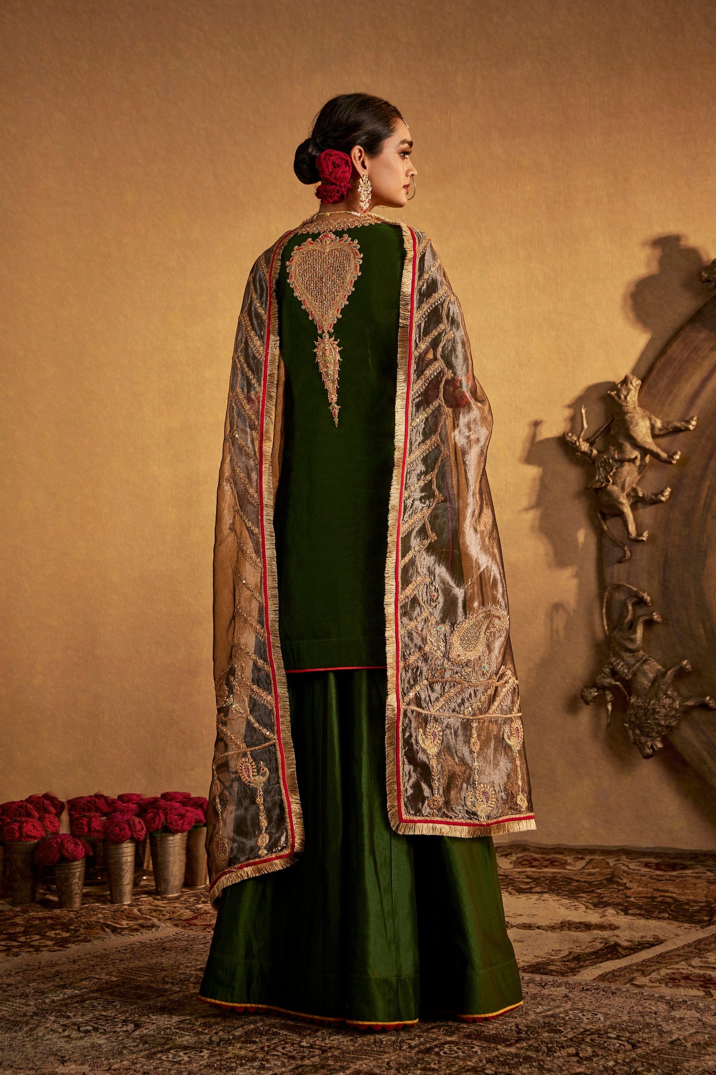 Deep Green Sharara Set