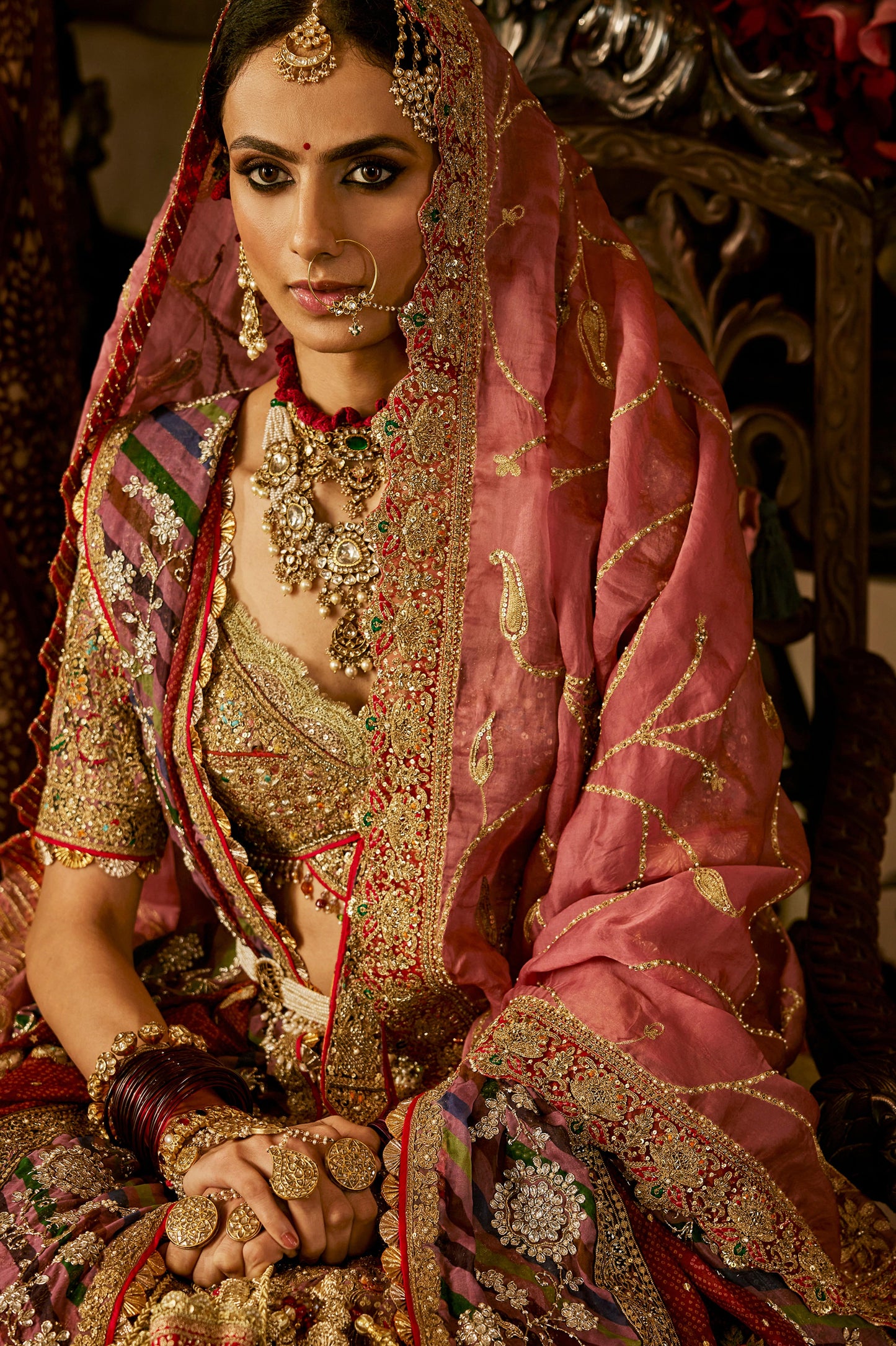 Aubergine Silk Lehenga