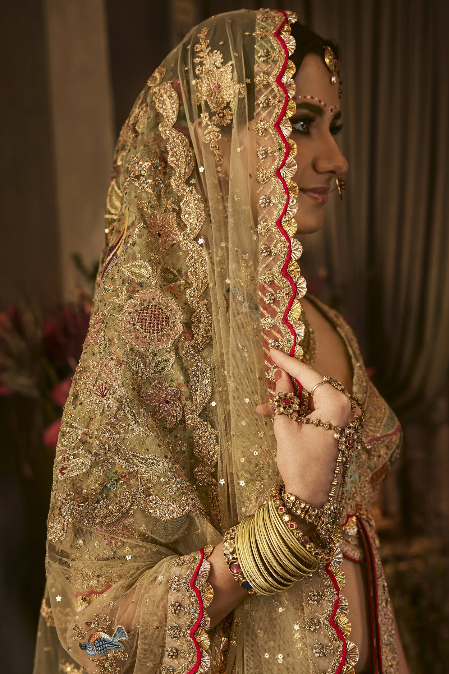 Pale Chartreuse Hued Tulle Lehenga
