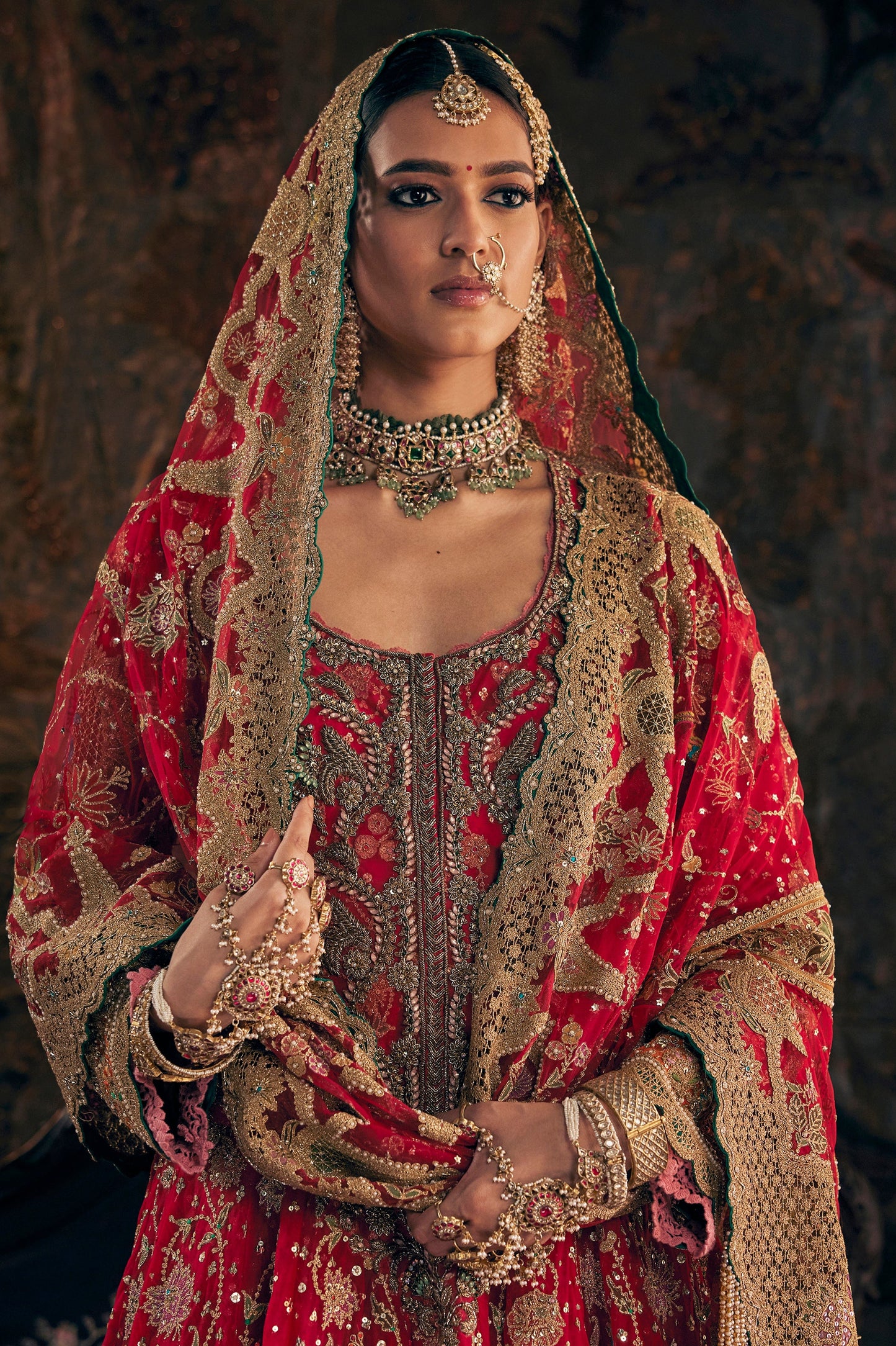 Vivid Red Kalidar With A Skirt