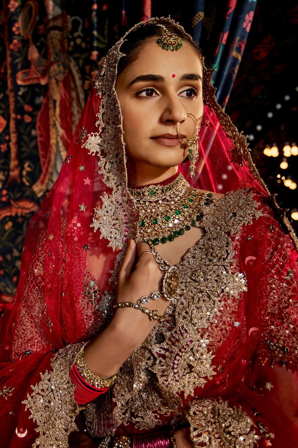 Scarlet Red Cutwork Lehenga Set