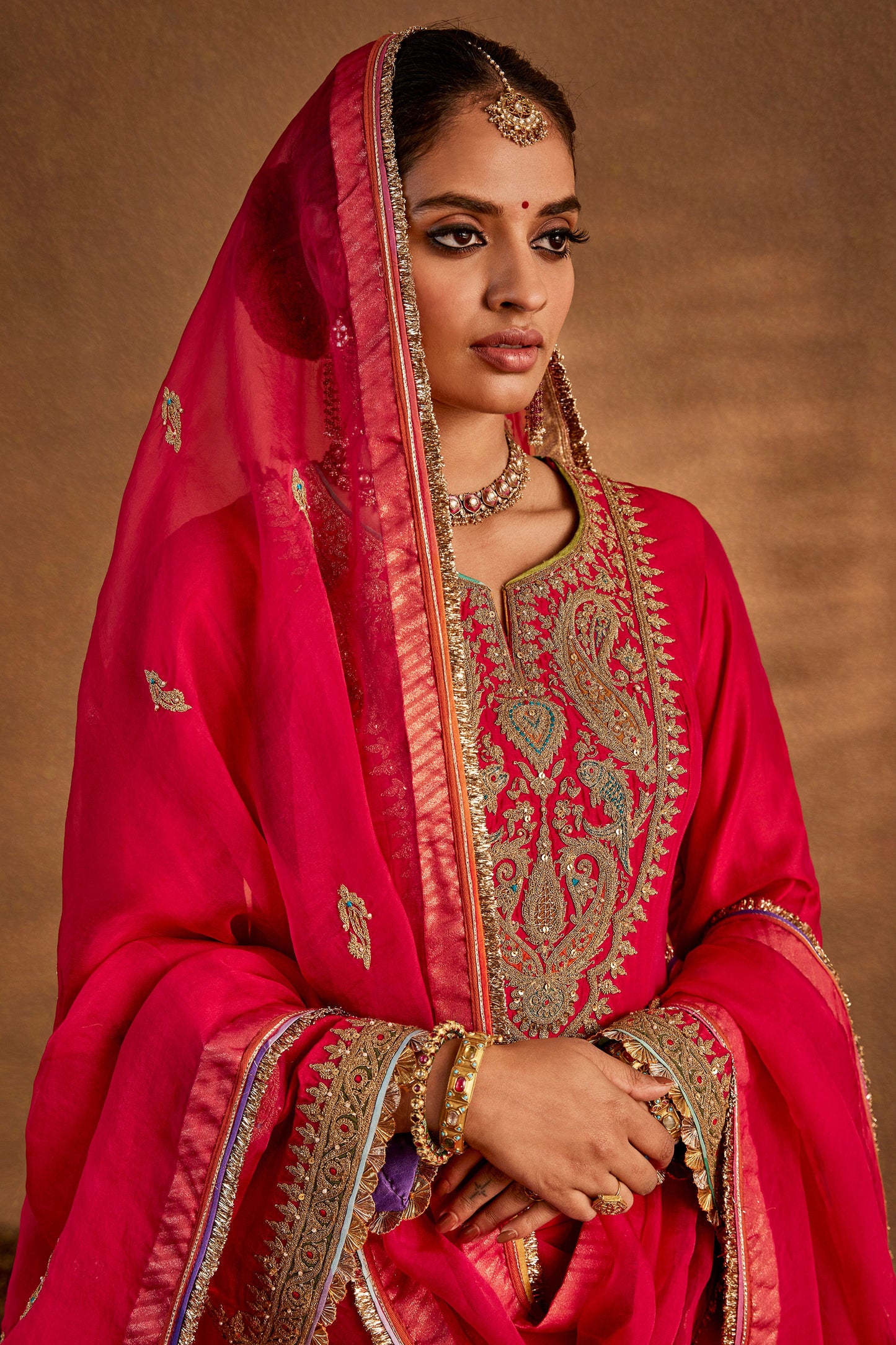 Rani Pink Florid Kurta Set